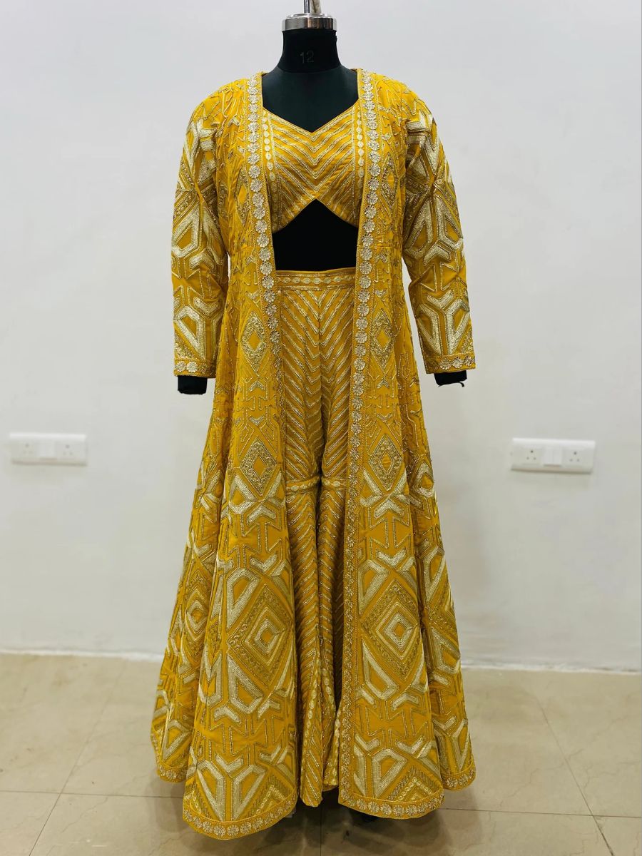 Winter Haldi Garara Set  Lakhina Couture