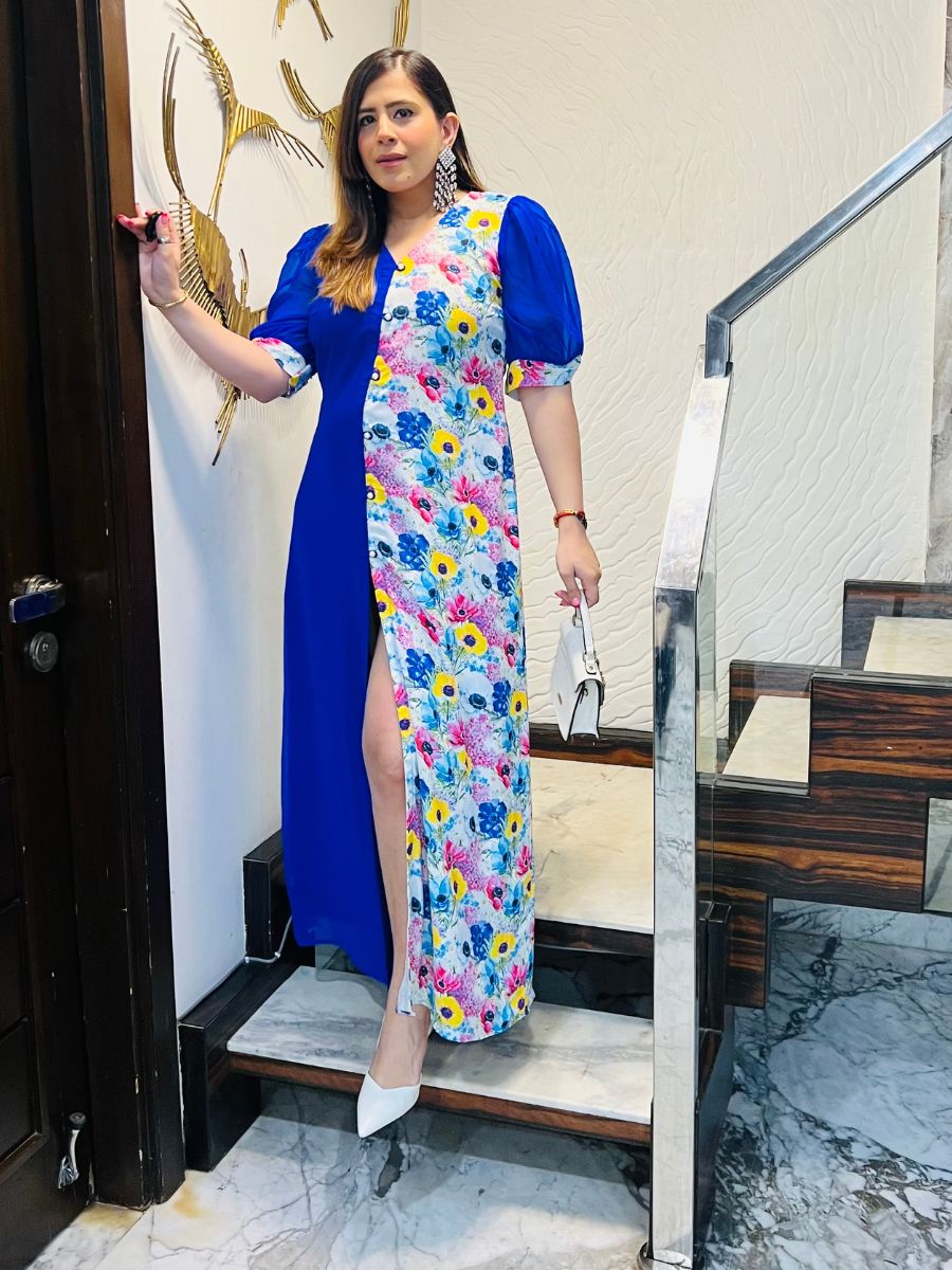 Caribbean Blue Maxi Dress – Lakhina Couture