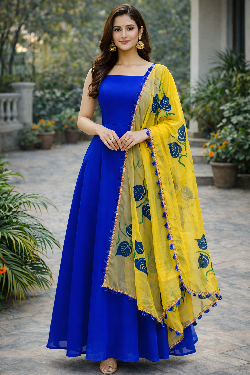 Blue & Yellow Anarkali Lakhina Couture Blue & Yellow Anarkali Lakhina Couture