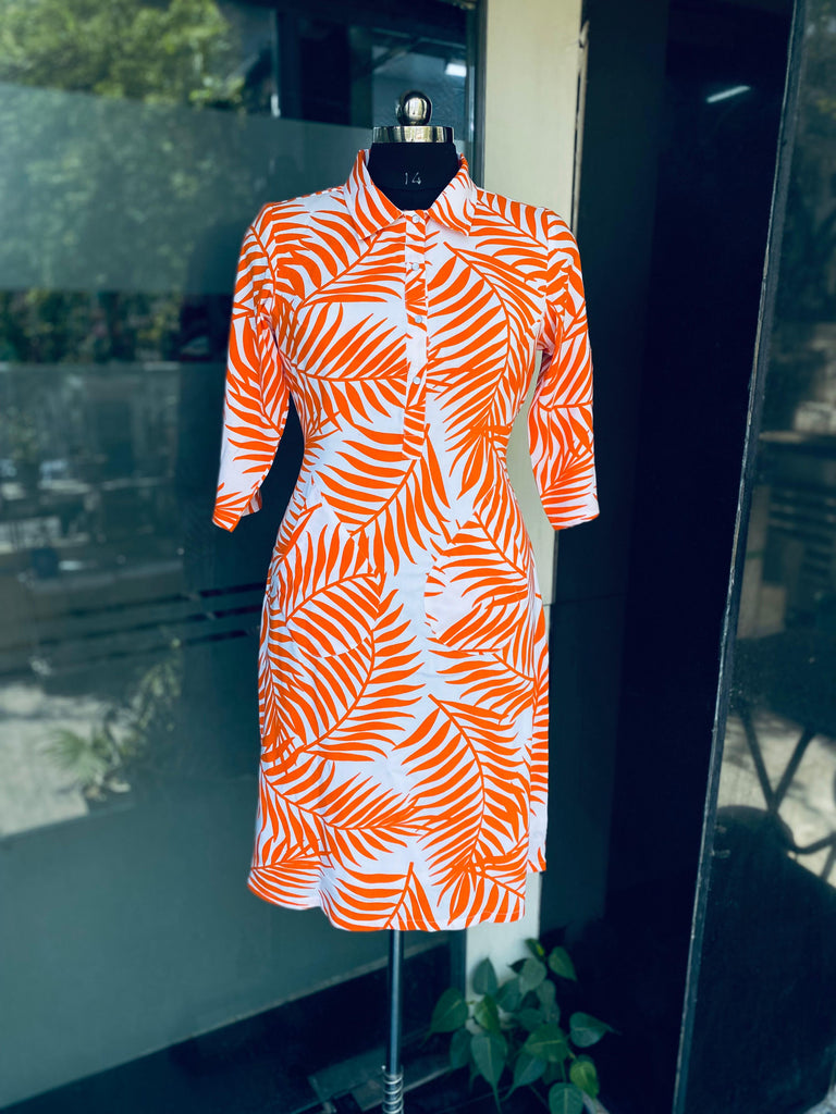 Orange Vacation Shirt Dress