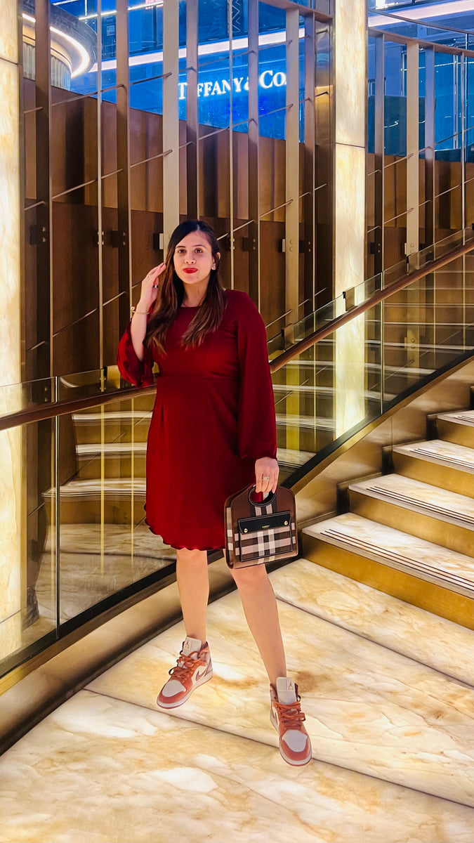 Cranberry Maroon Date Dress - Main Image