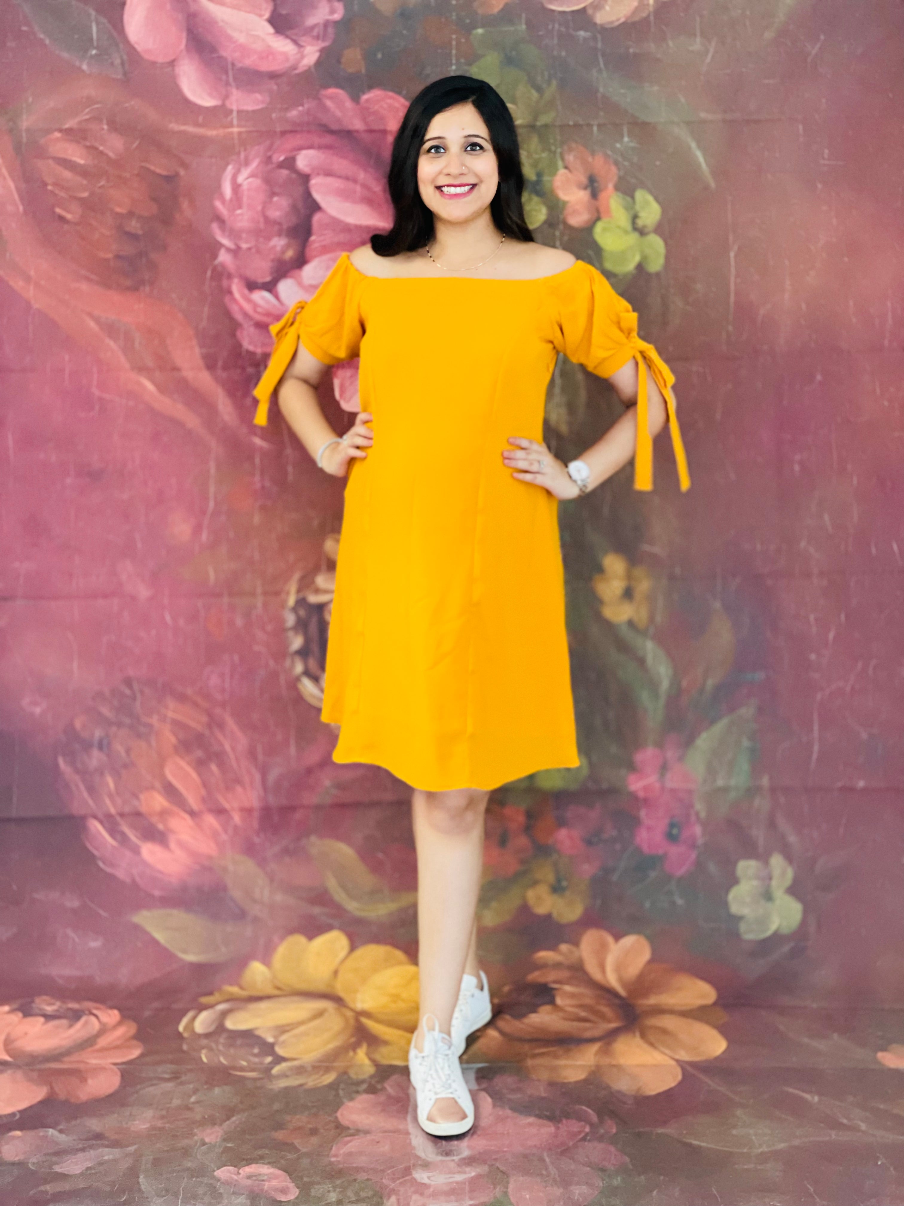 off shoulder dress sri lanka Mustard Off Shoulder Dress – Lakhina Couture