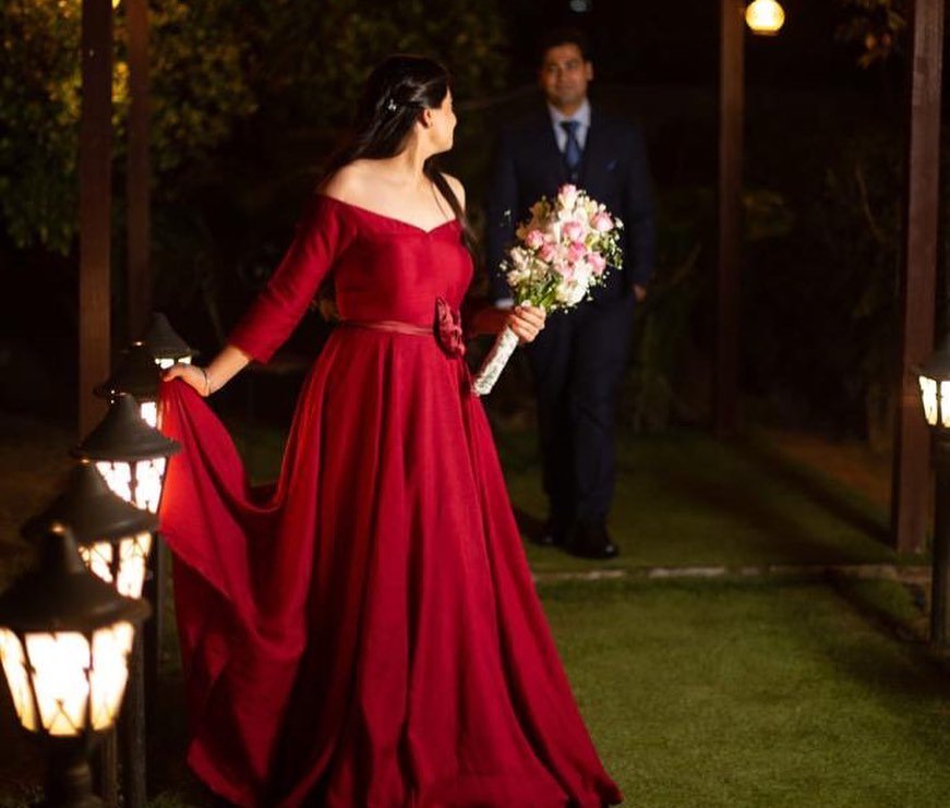 Red Silk Gown – Lakhina Couture