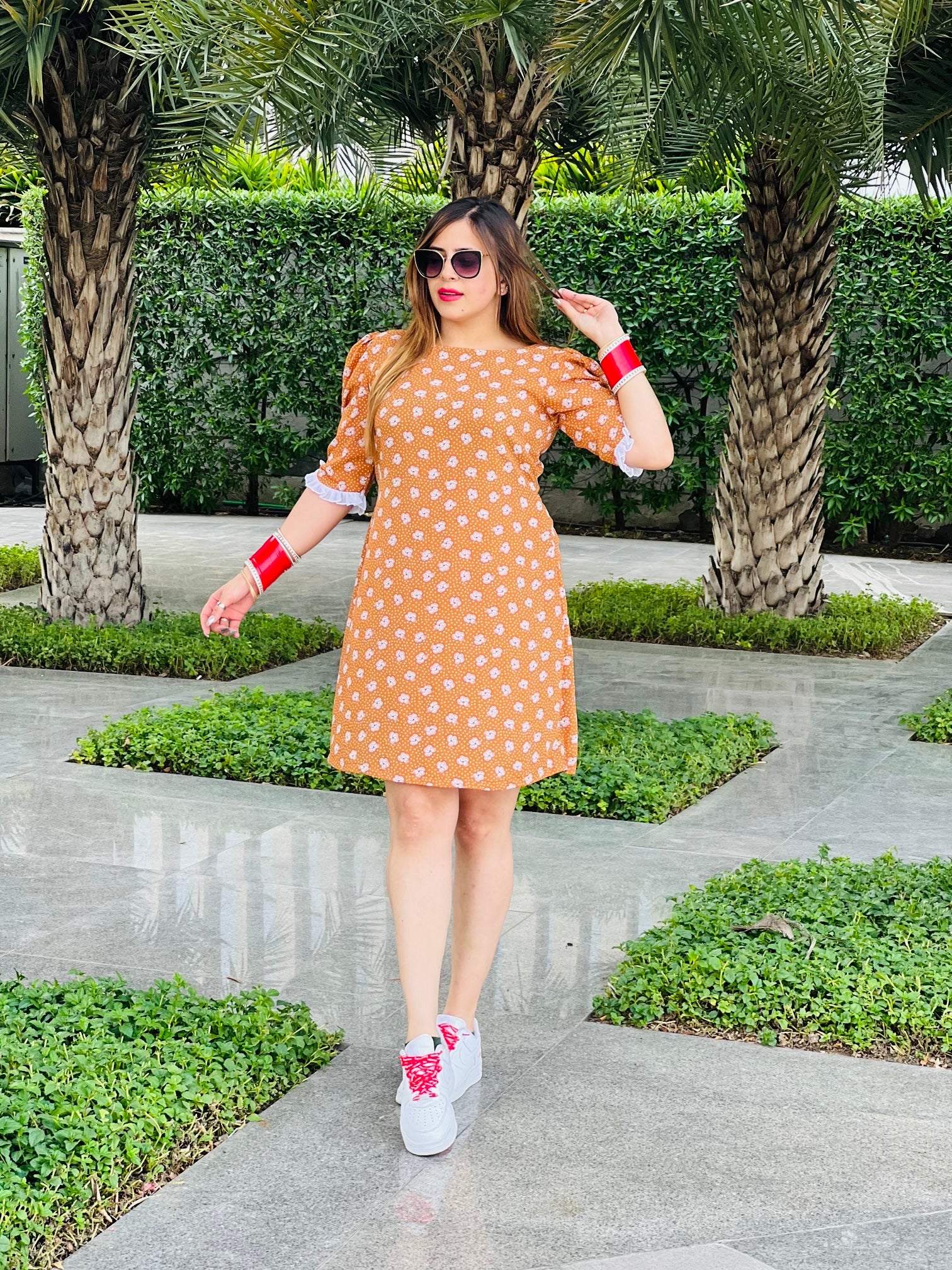 Rust Printed Dress Lakhina Couture Rust Printed Dress Lakhina Couture