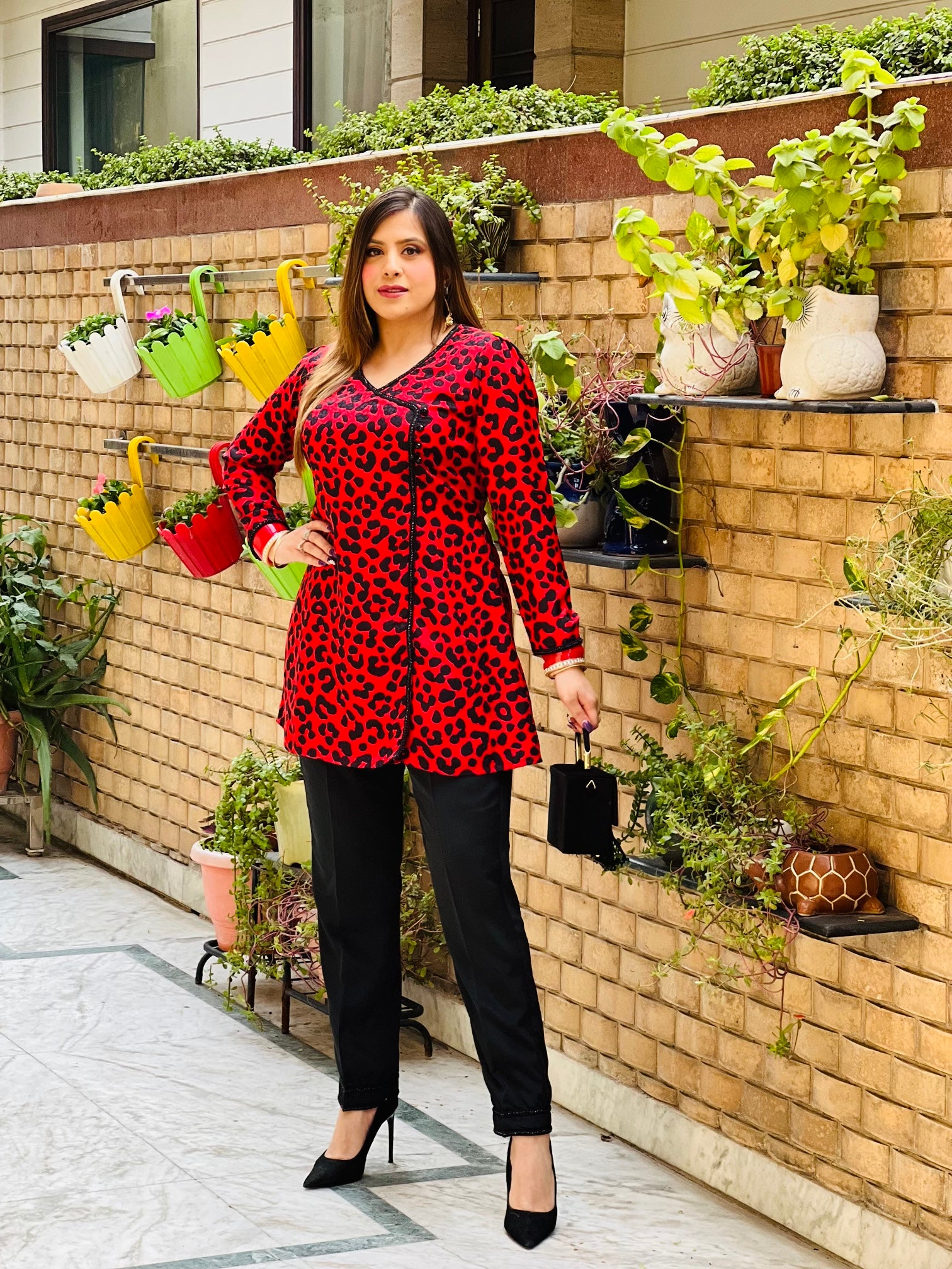 Red Pants Red Leopard Blazer ZARA BASIC Leopard Print Pants Red