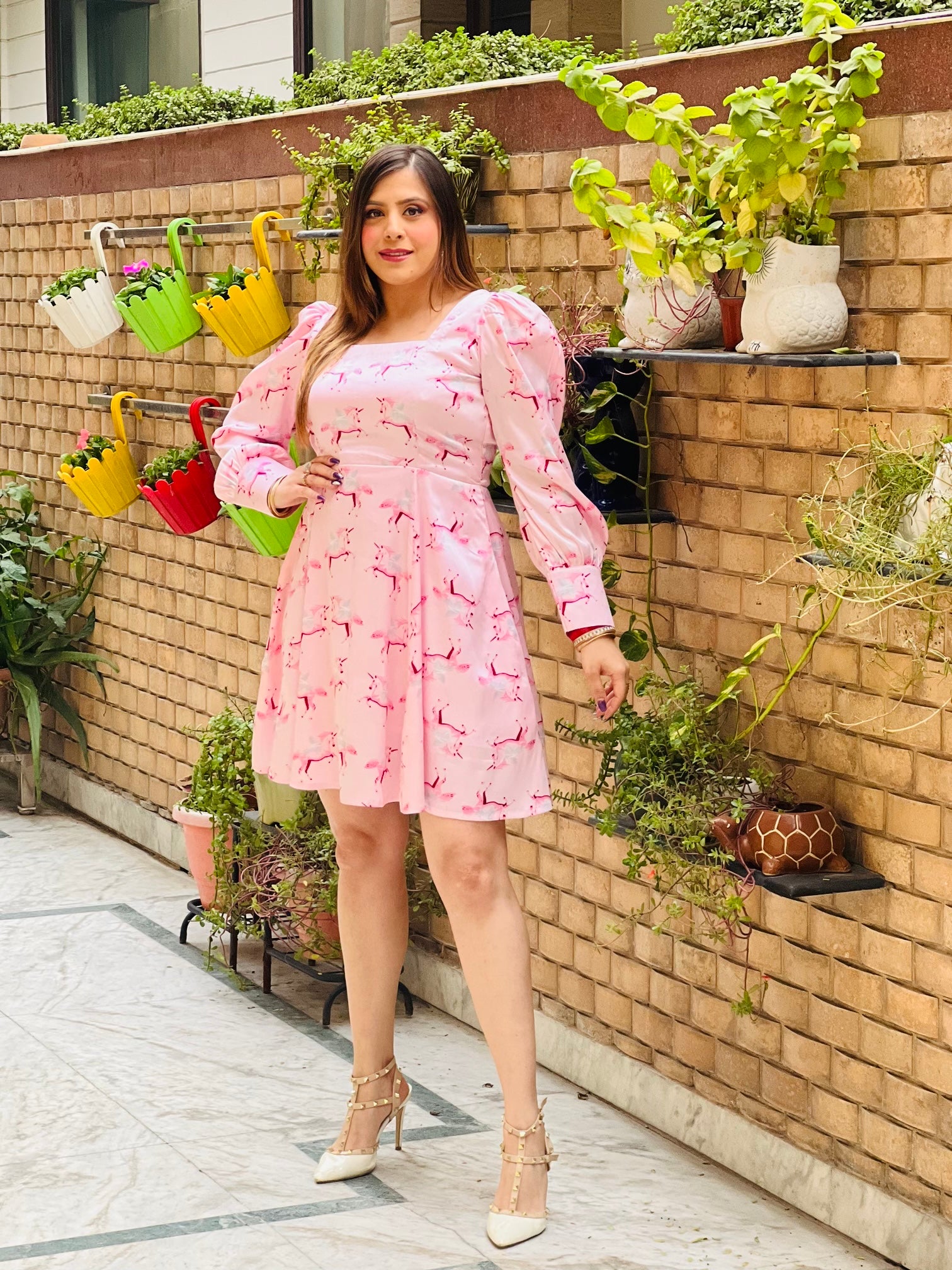 Baby Pink Satin Dress – Lakhina Couture