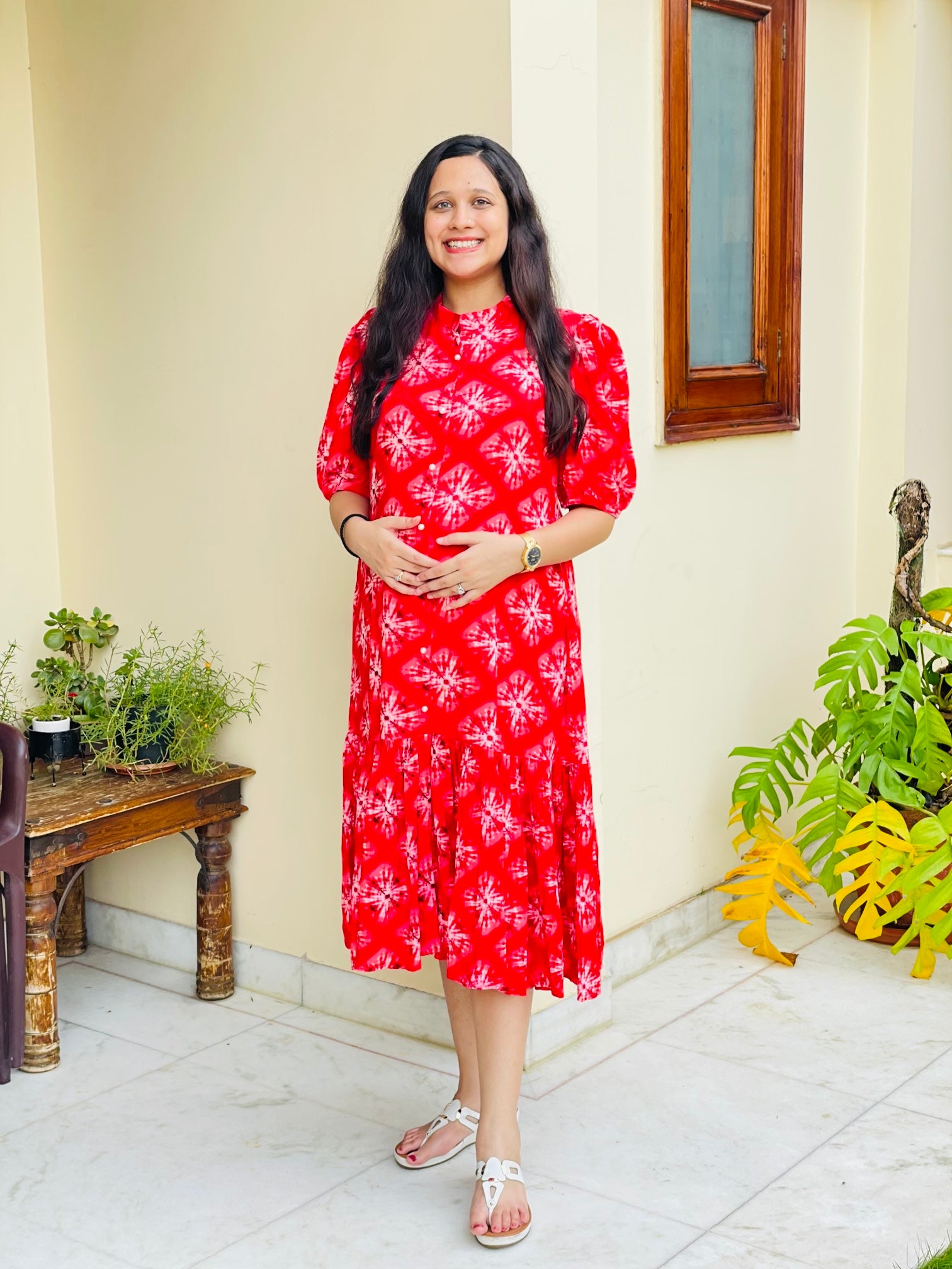 Red Batik MIdi  Lakhina Couture