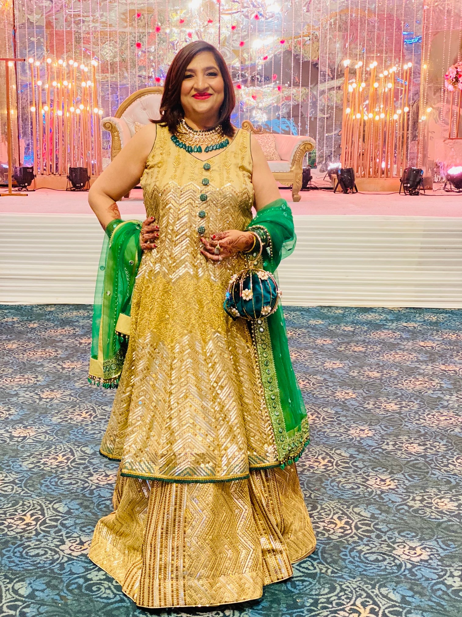 Golden Green Lehenga – Lakhina Couture