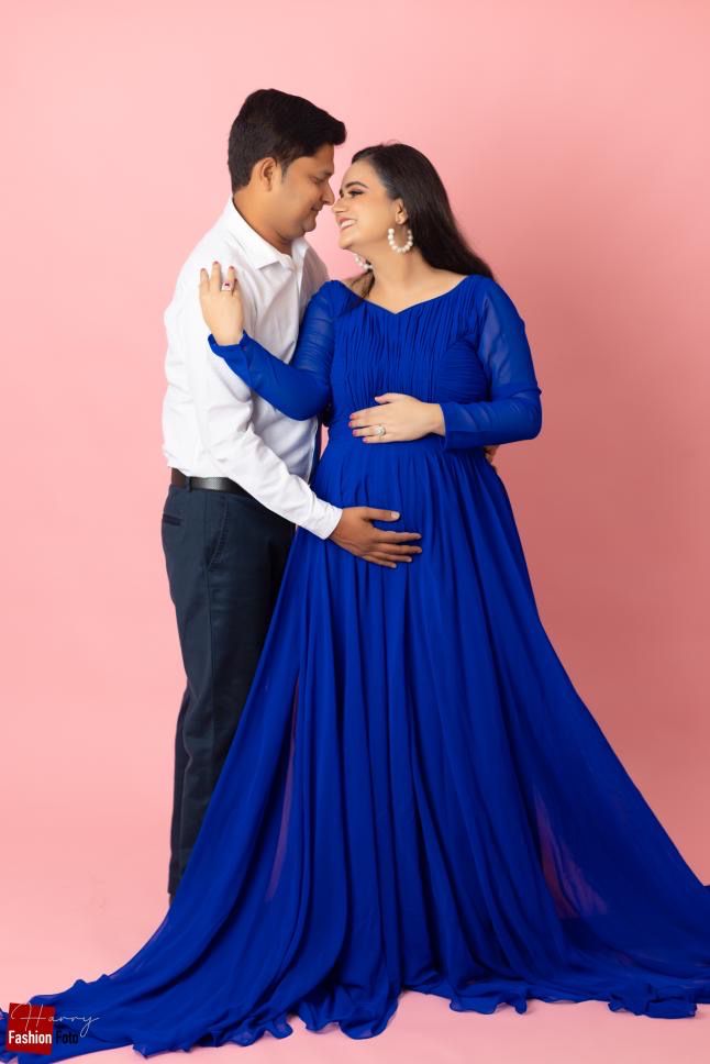 Navy Blue Maternity Gown - Main Image