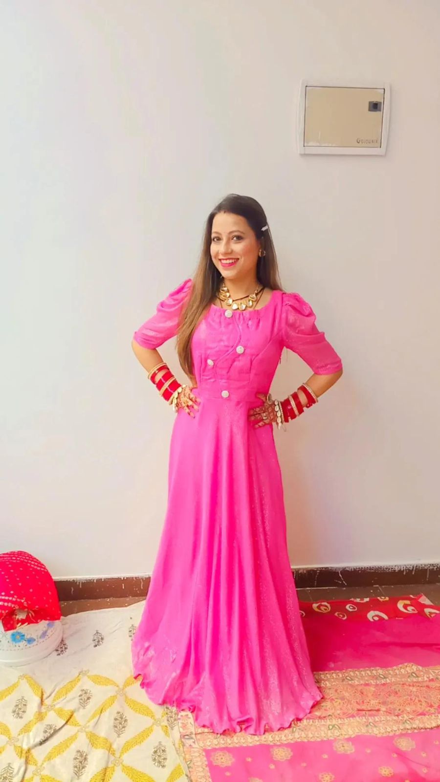 Bubblegum Pink Lurex Maxi – Lakhina Couture