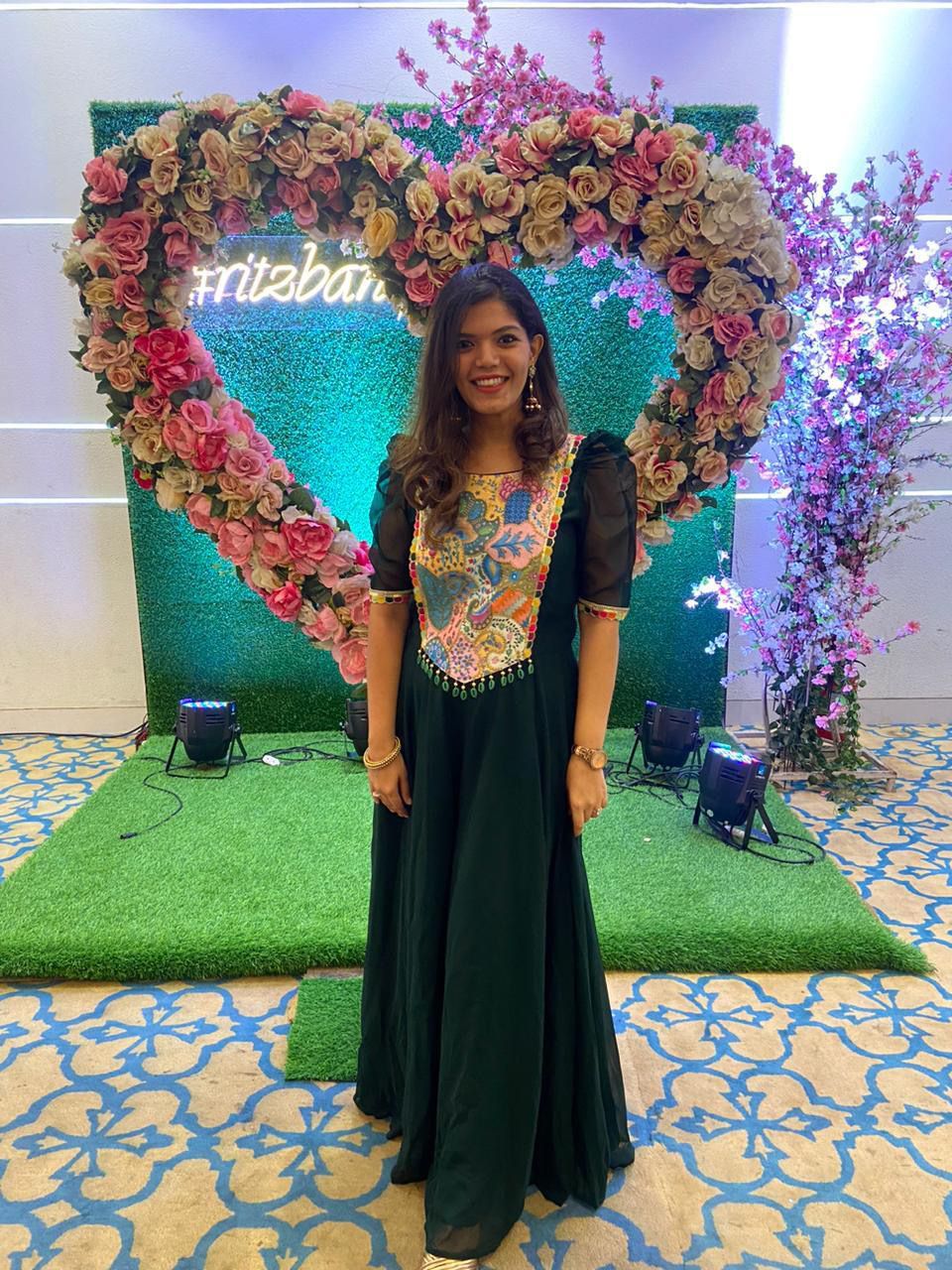 Bottle Green Ethnic Jumpsuit  Lakhina Couture