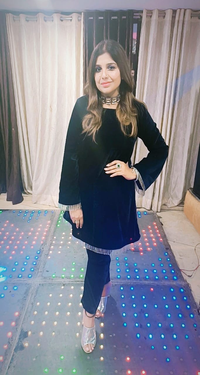 Fringe Blue Velvet Co-Ord Set