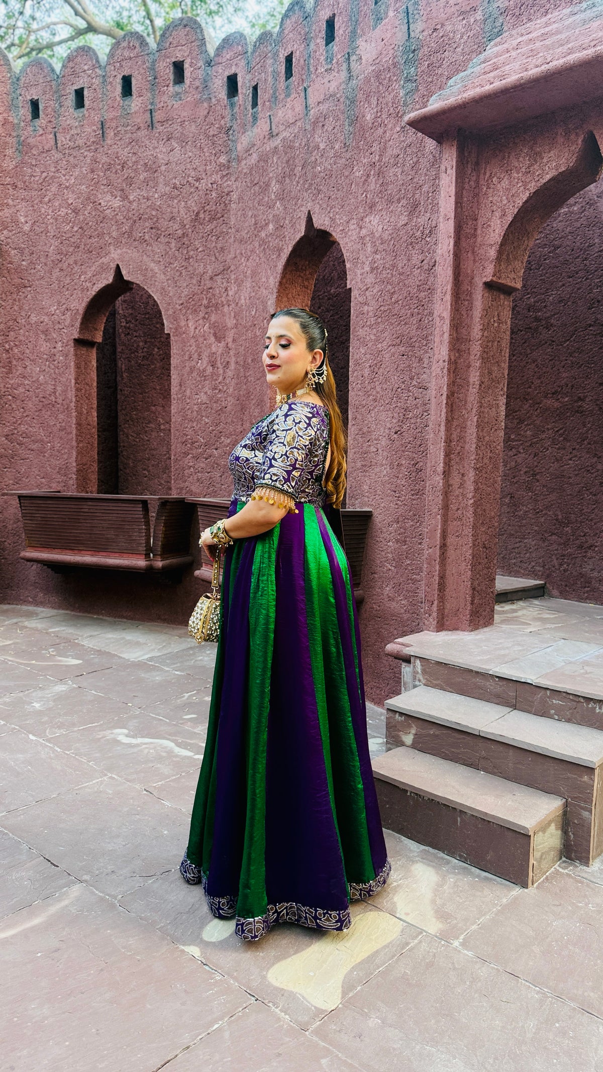 Emerald Nocturne Sequinned Anarkali Set