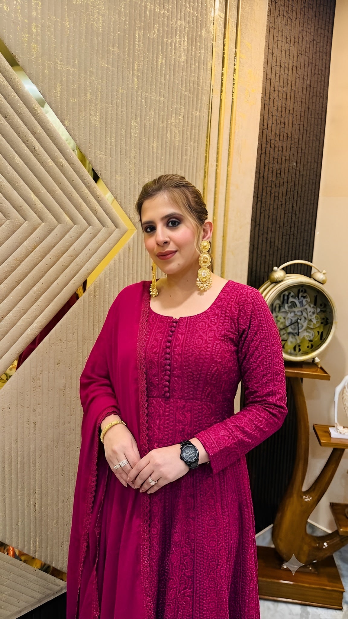 Wine Chikankari Anarkali