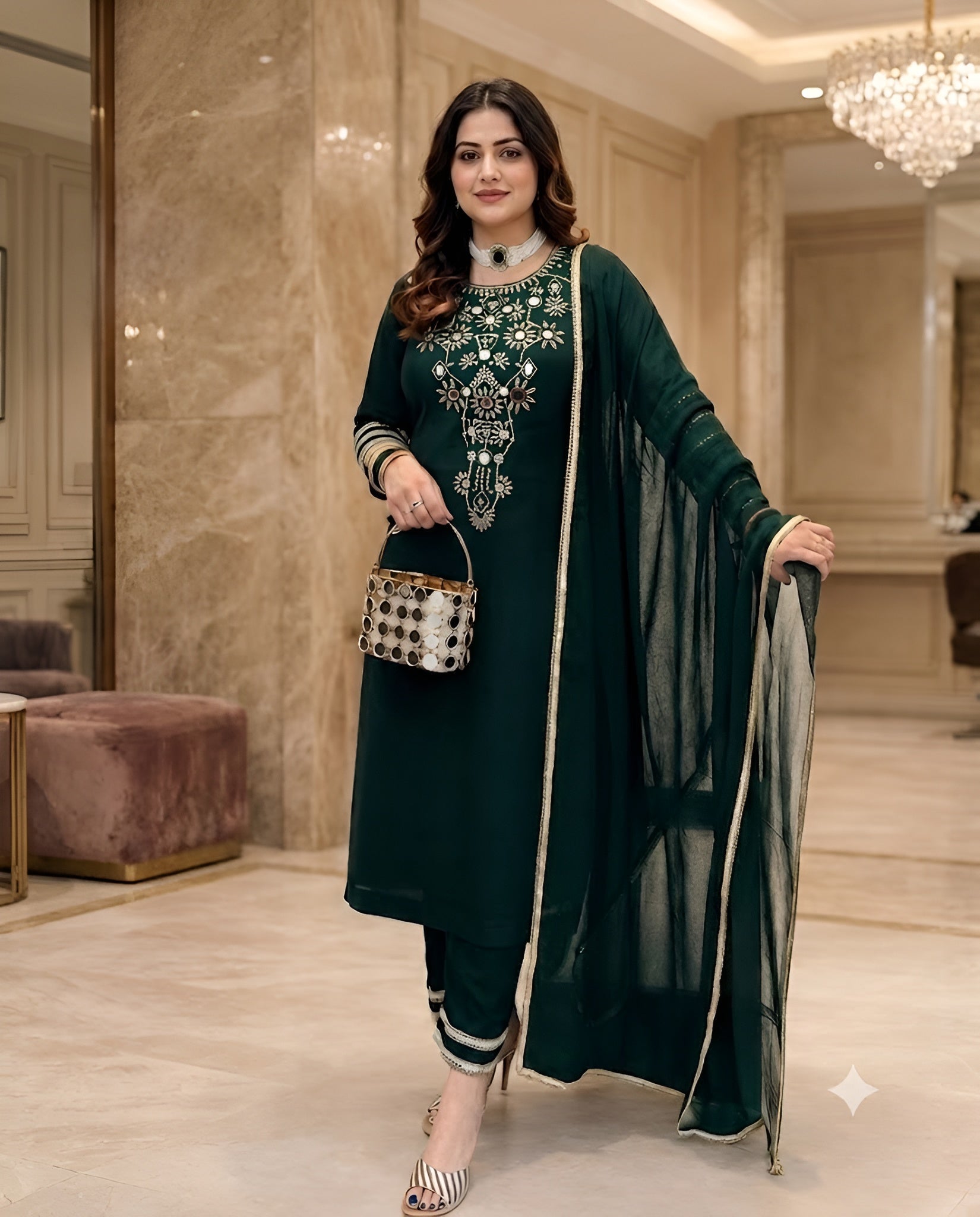 Green Emerald  Mirror Suit