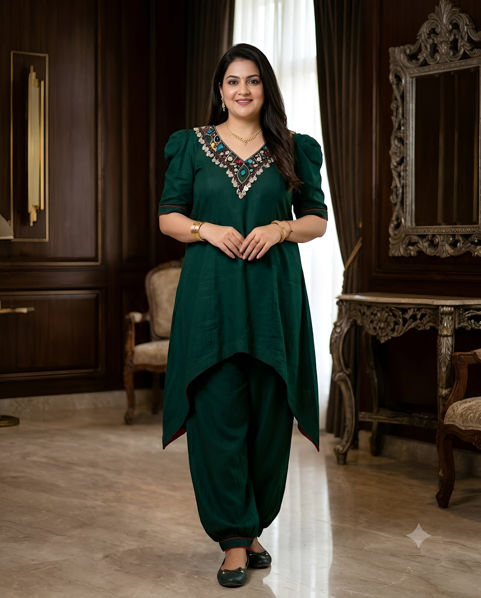 Regal Teal Upada Silk Salwar Set