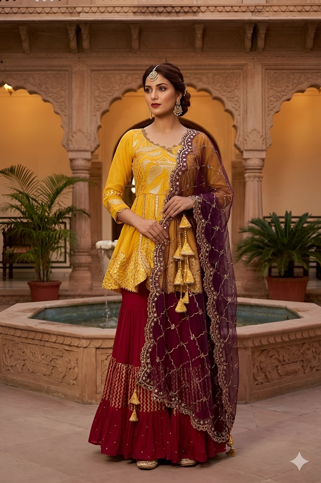 Tri colour garara suit