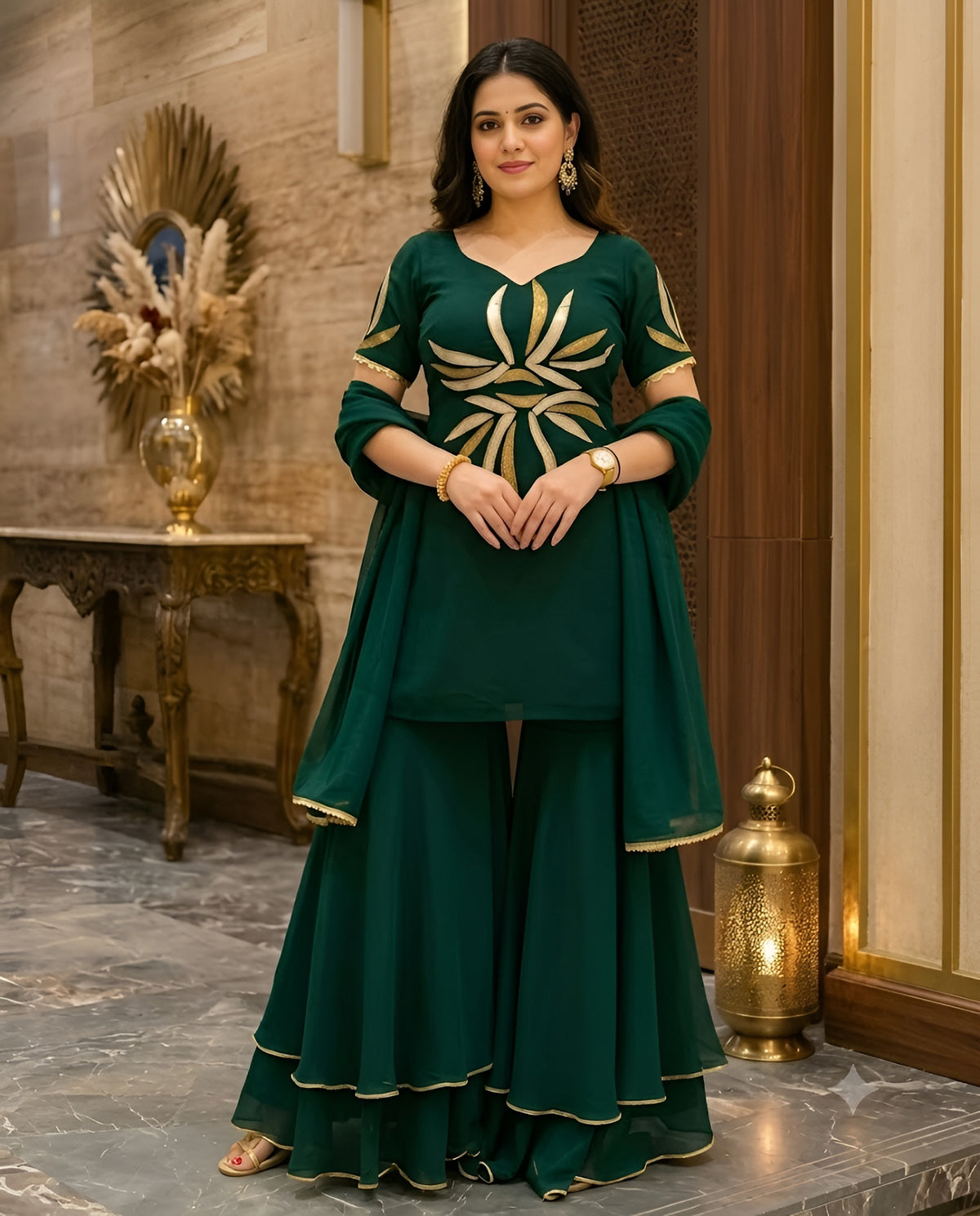 Green Embroidered Suit