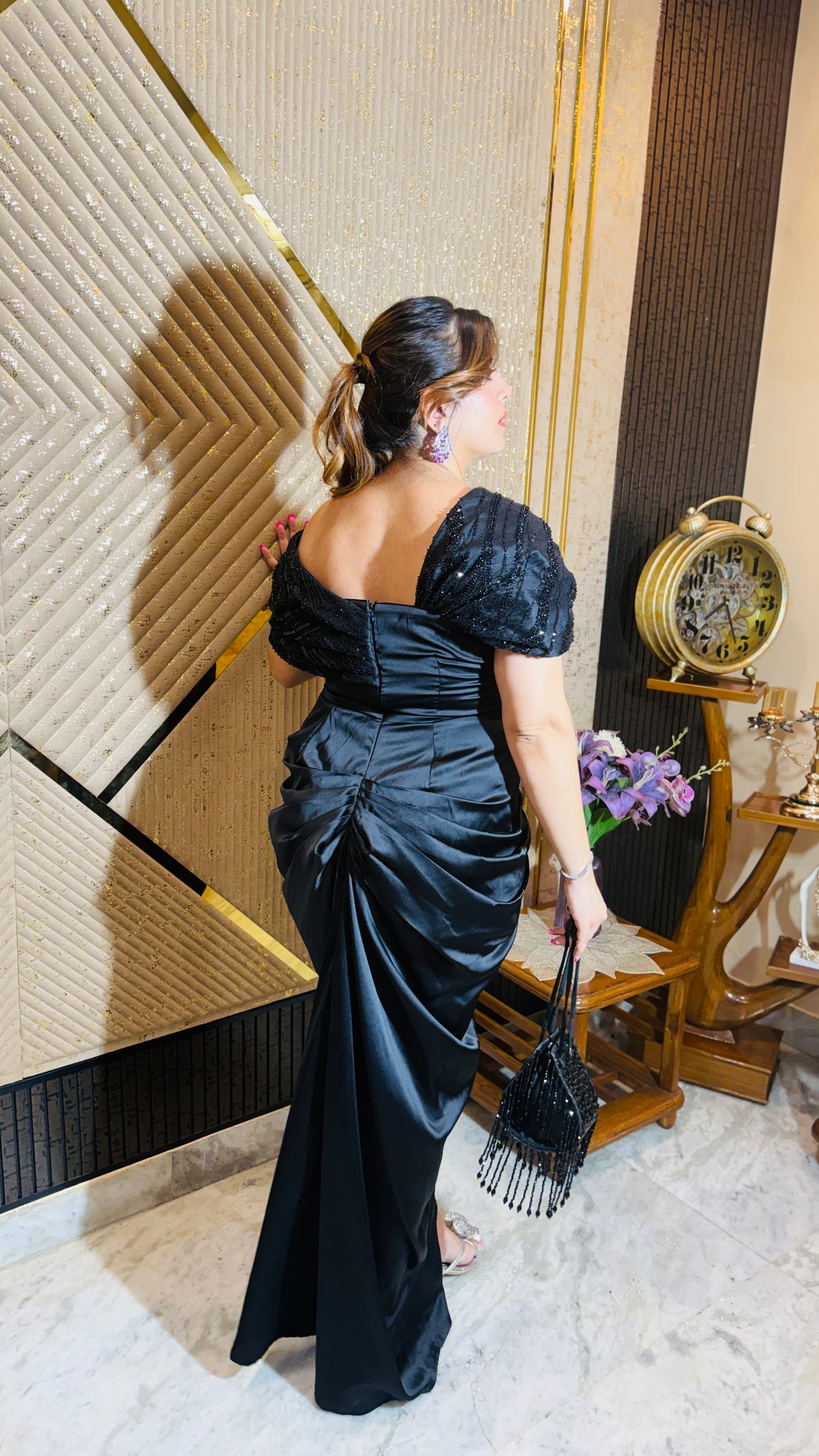 Black Birthday Drape Gown