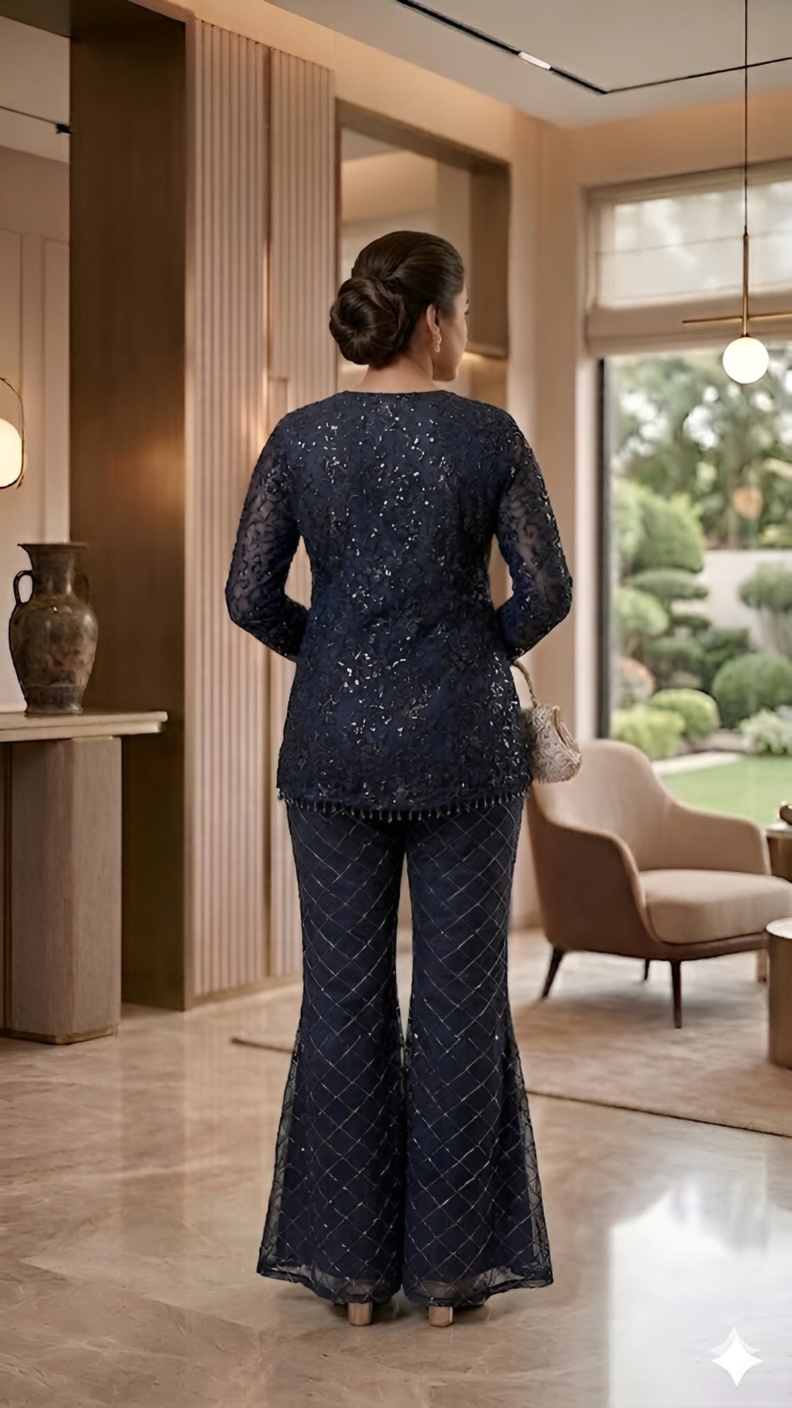 Navy Fringe Sequin Co-Ord Set