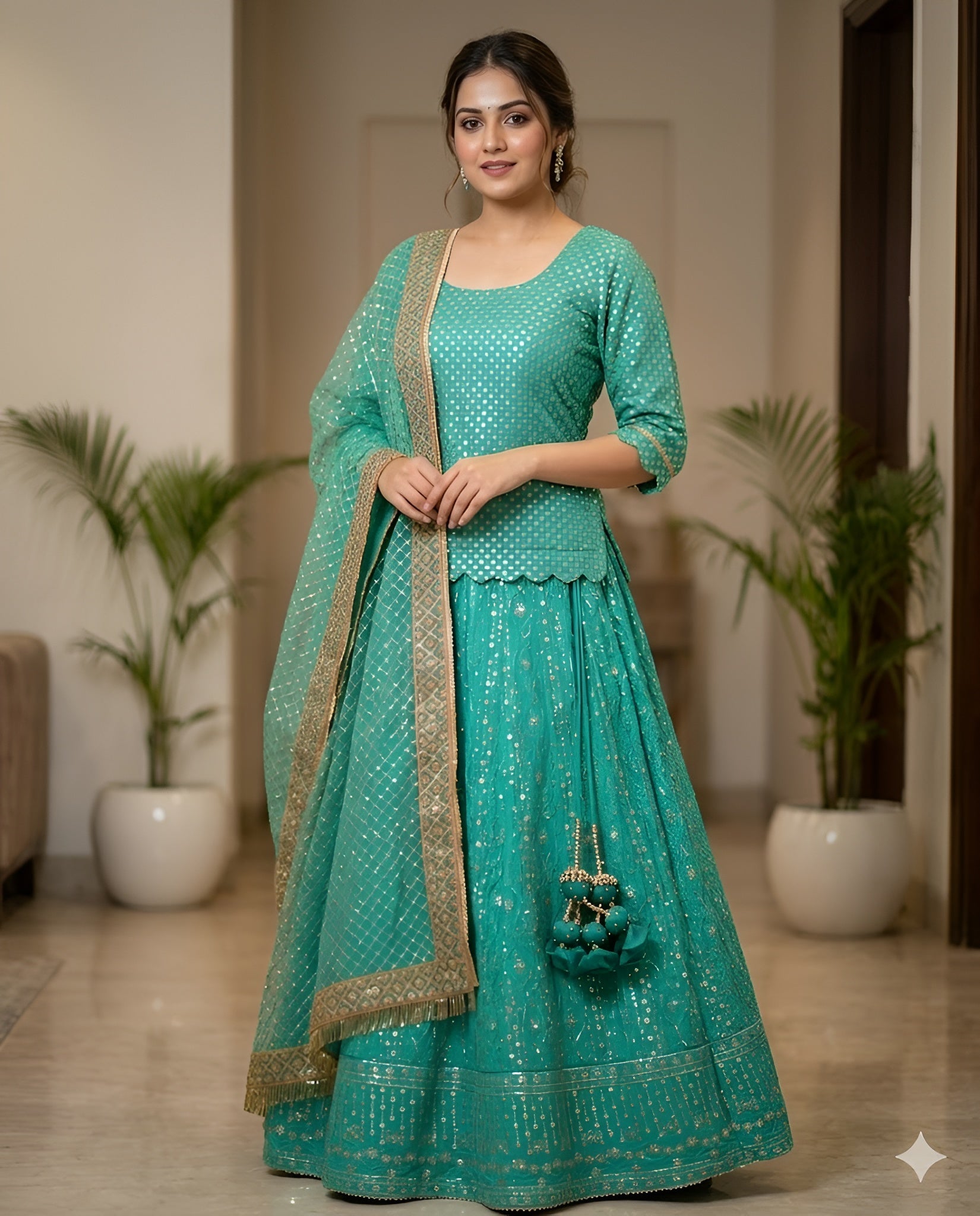 Teal Green Lehenga