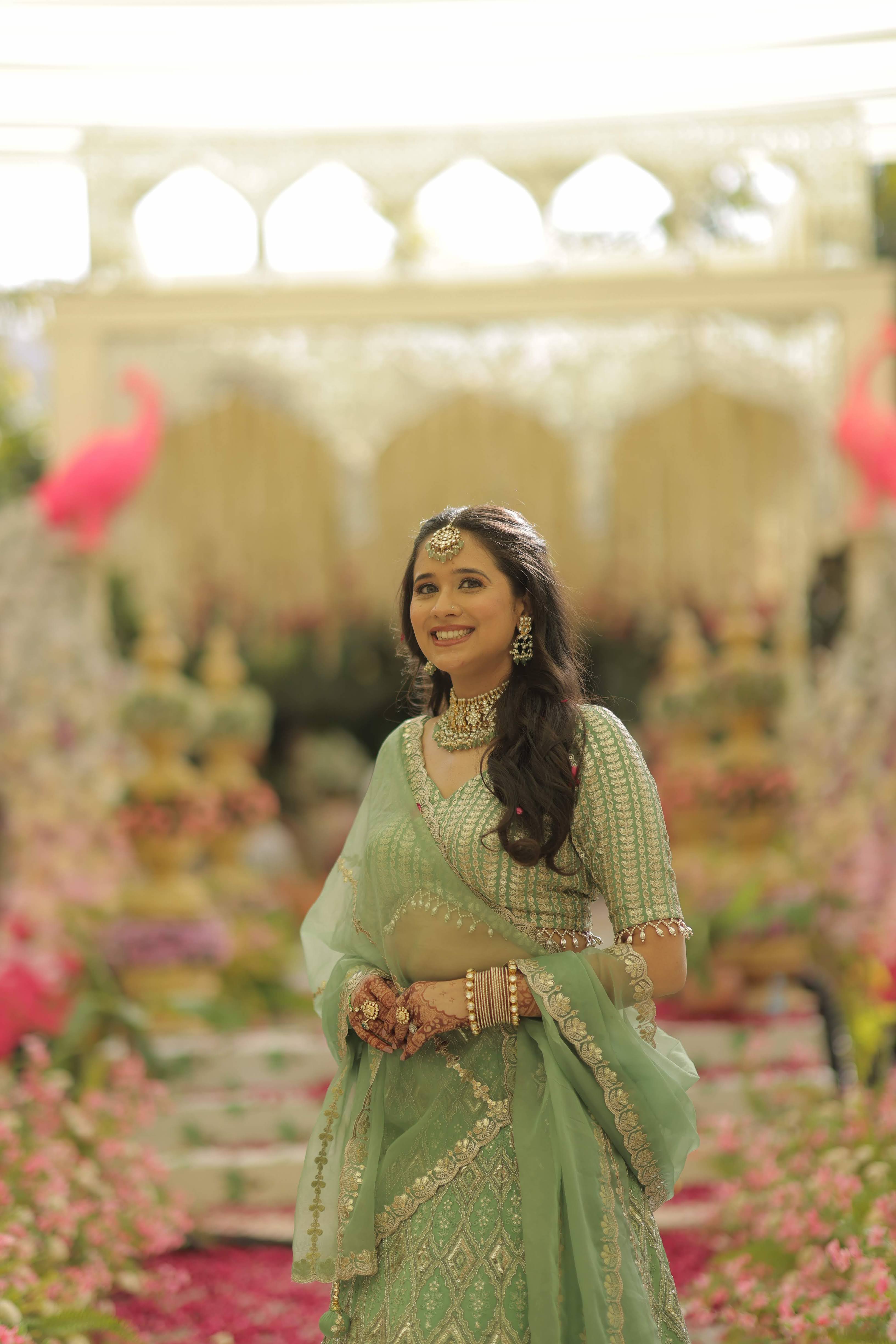 Sage Green Bird Lehenga