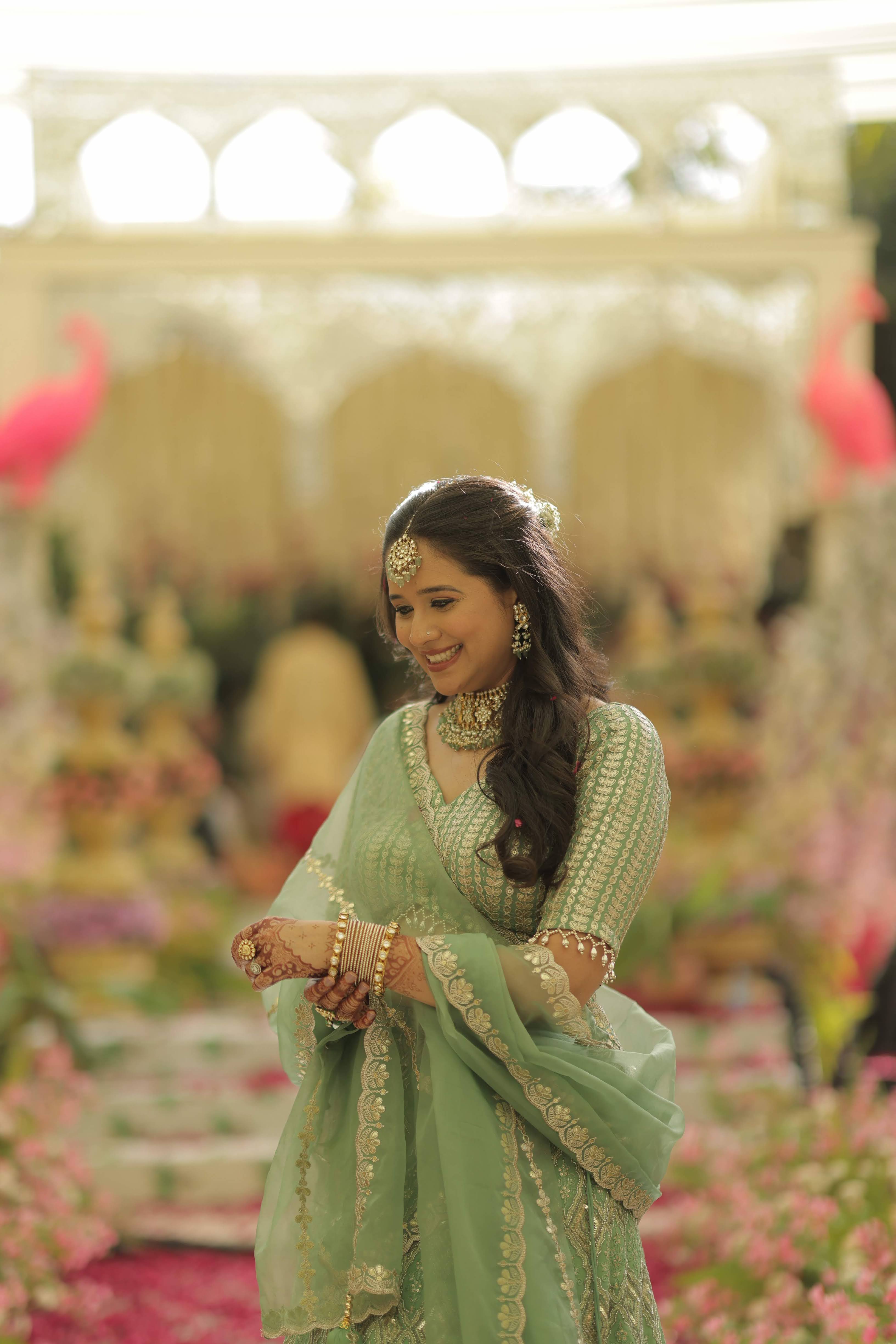 Sage Green Bird Lehenga