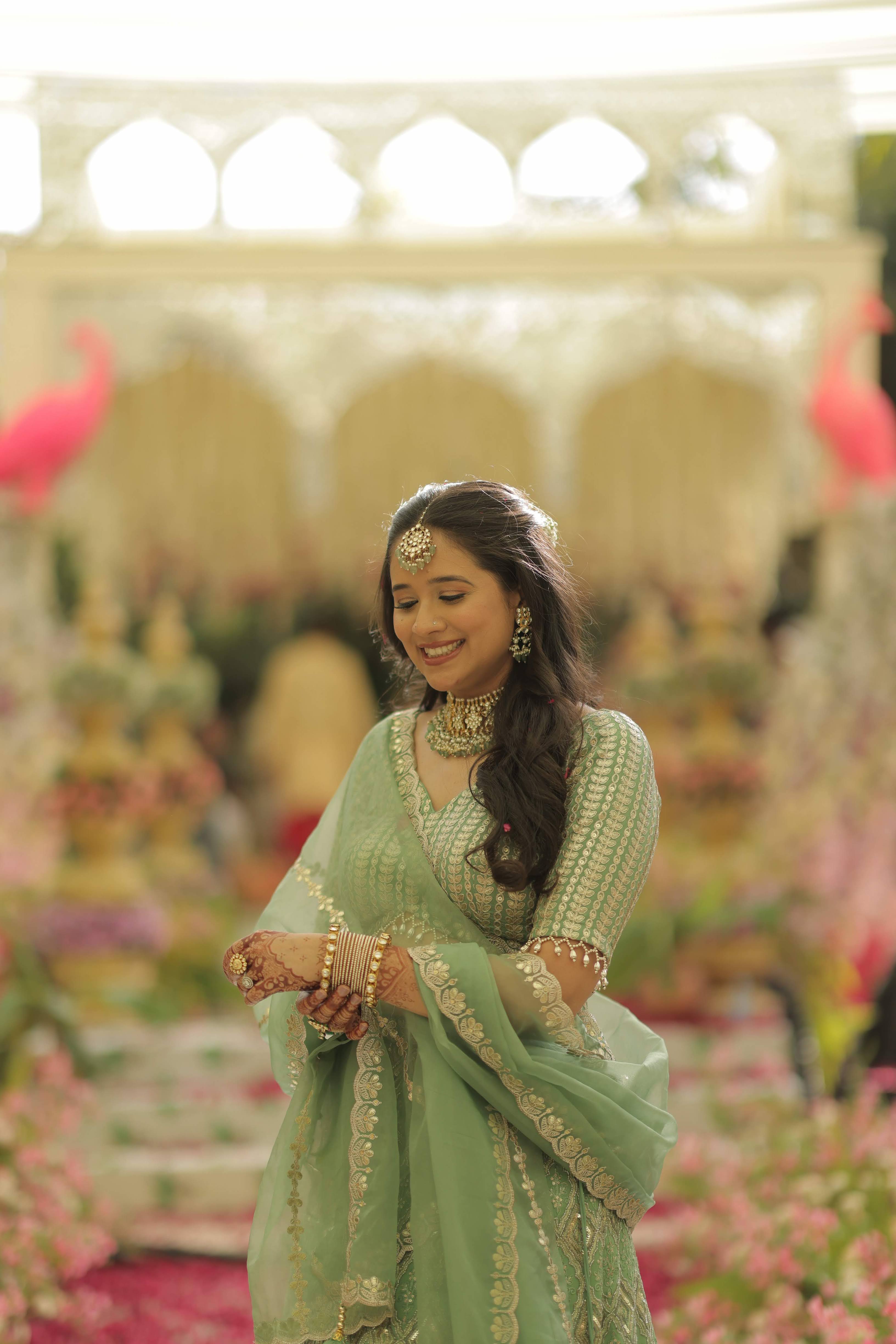 Sage Green Bird Lehenga