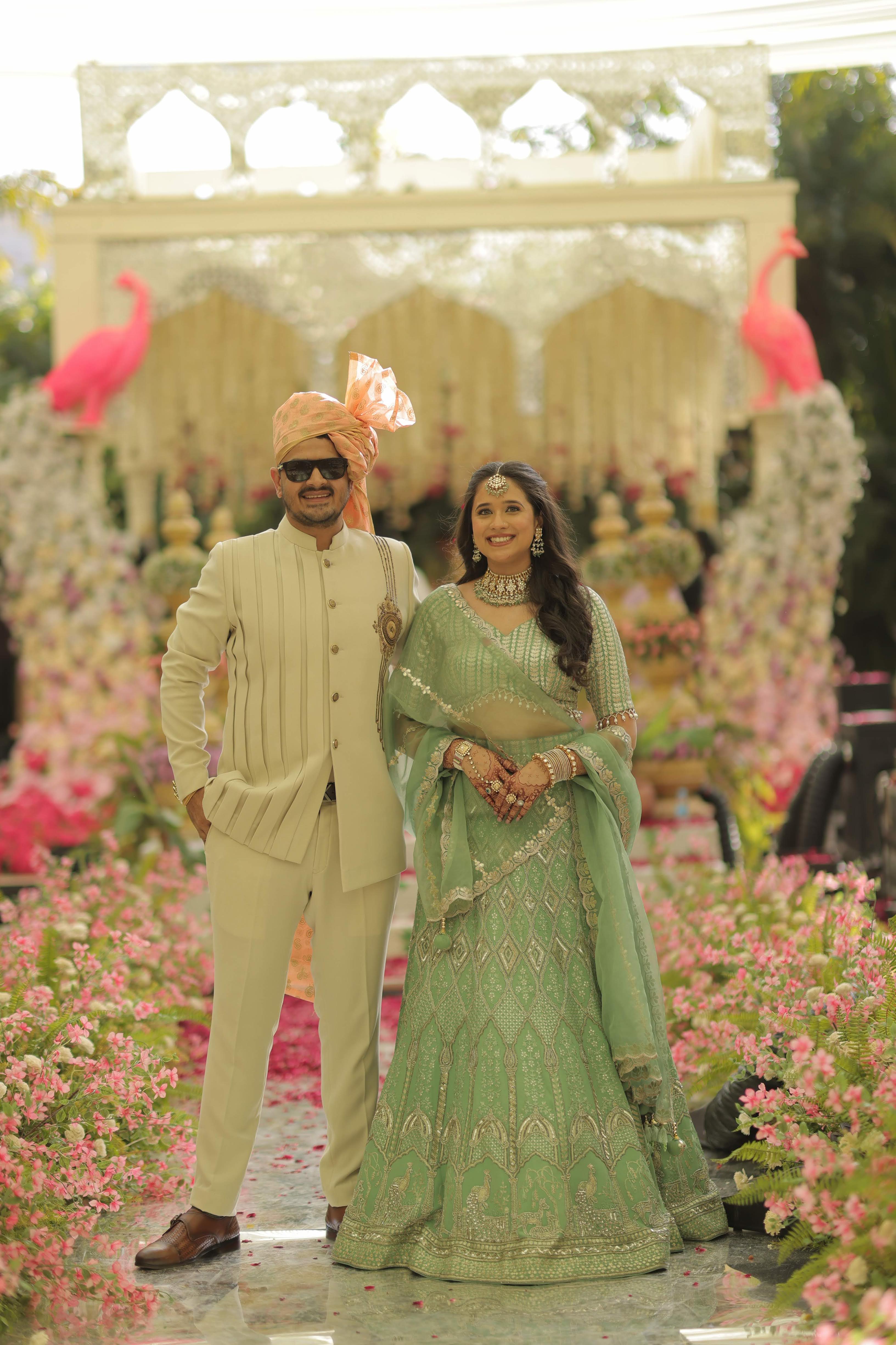 Sage Green Bird Lehenga