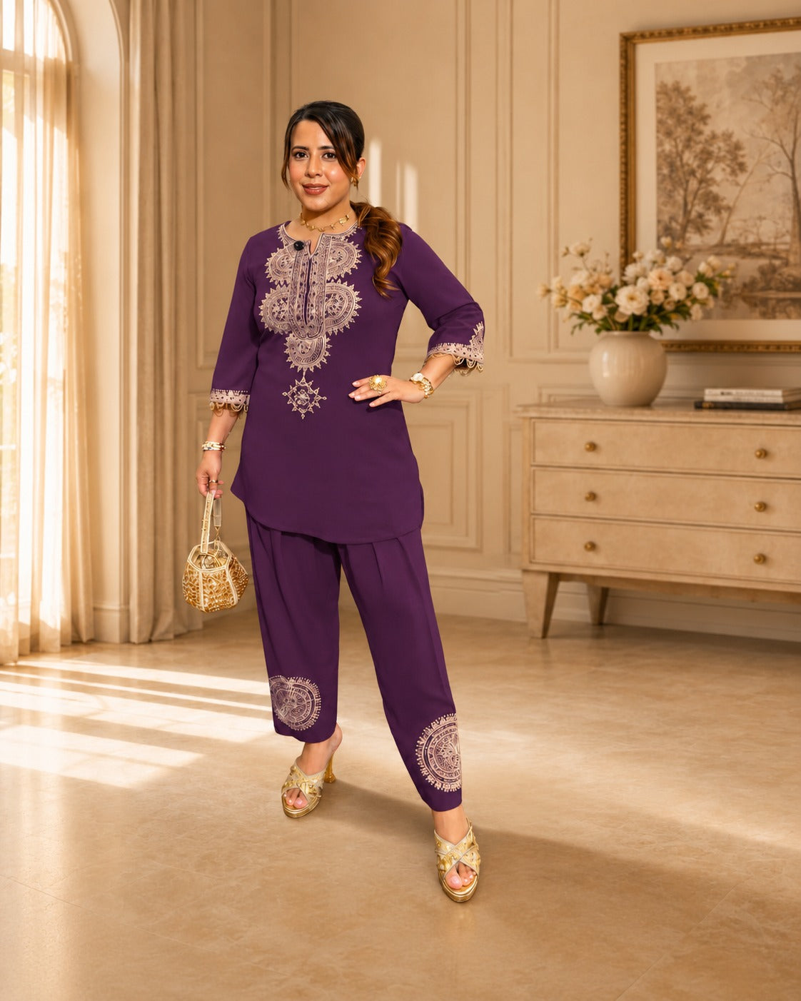 Amethyst Mandala Embroidered Co-Ord Set