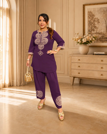 Amethyst Mandala Embroidered Co-Ord Set