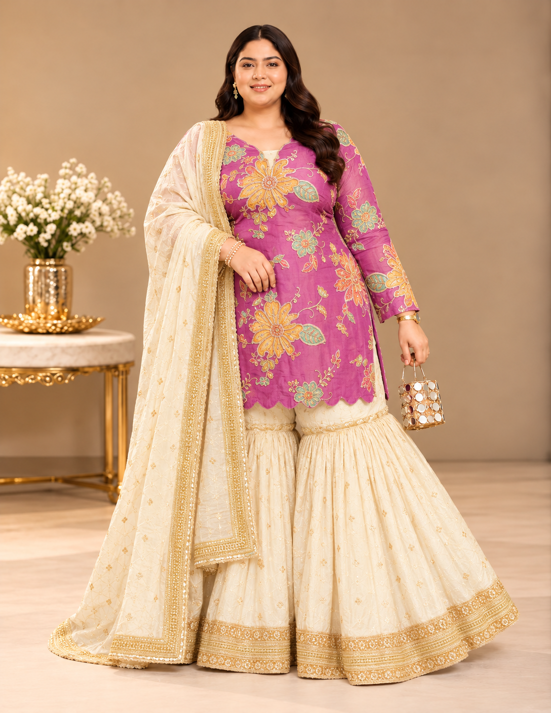 Gulabi Bagh Magenta Garara Set