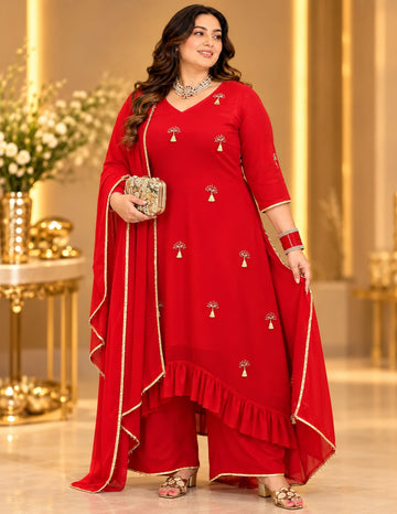 Scarlet Tassel Rhapsody Palazzo Suit