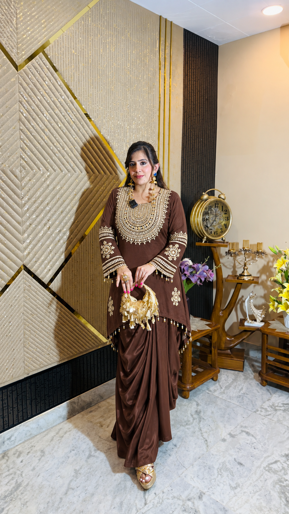 Cocoa Temple Brown Drape Set