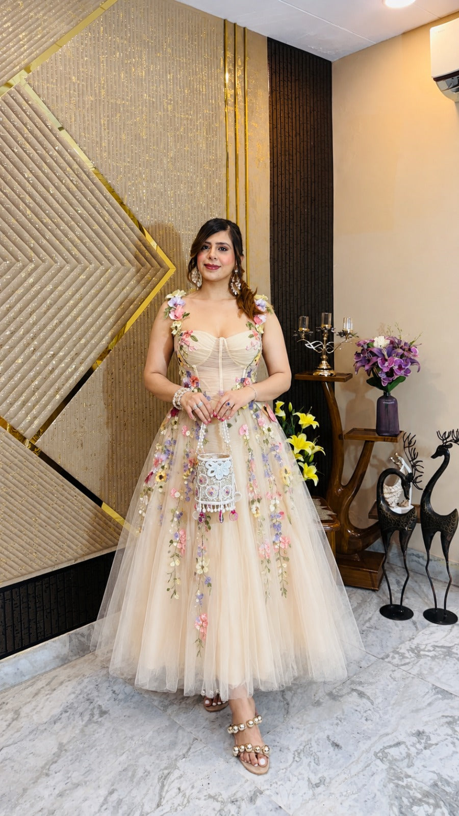 Garden Reverie Ivory Floral Dress