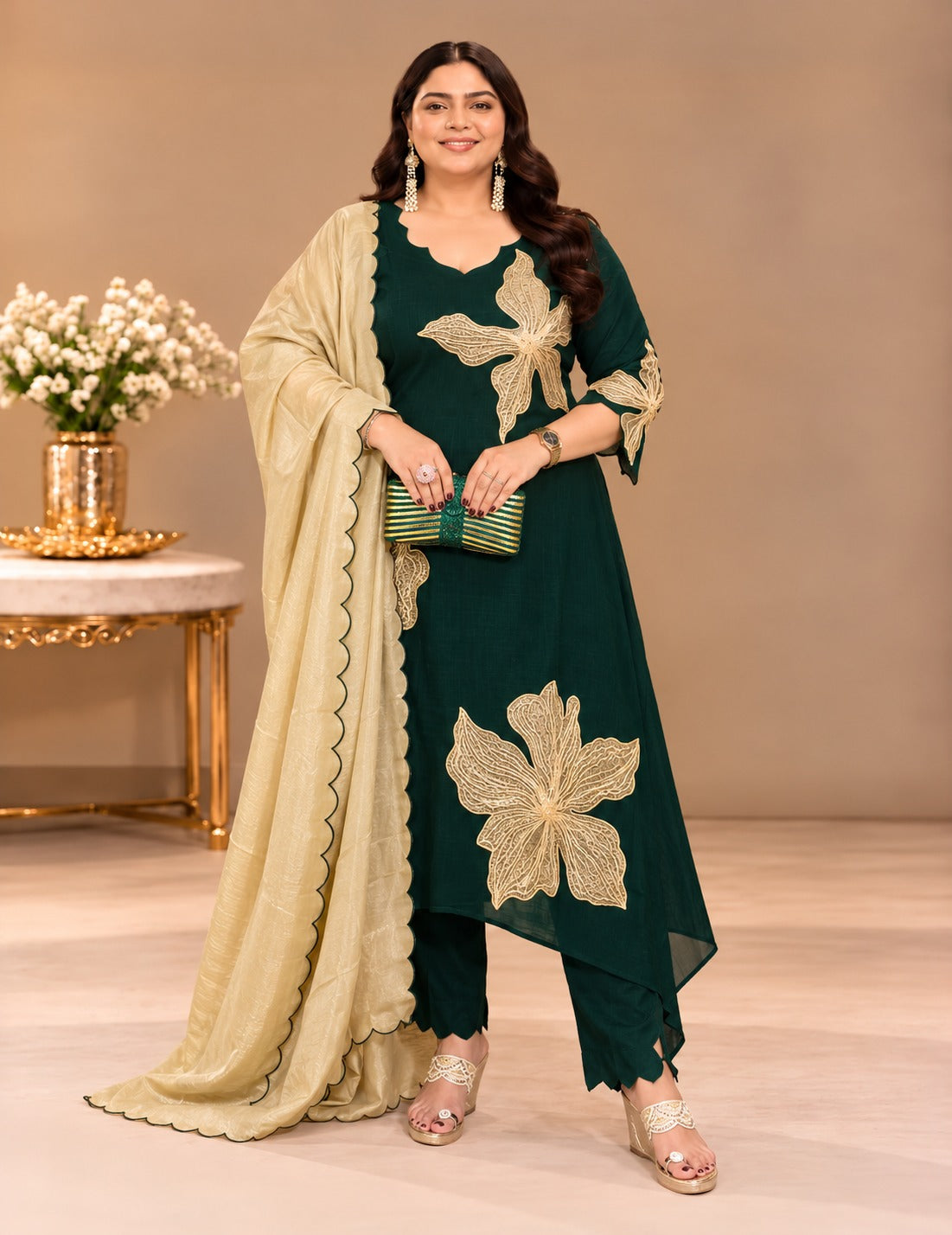 Emerald Lotus Green Party Suit