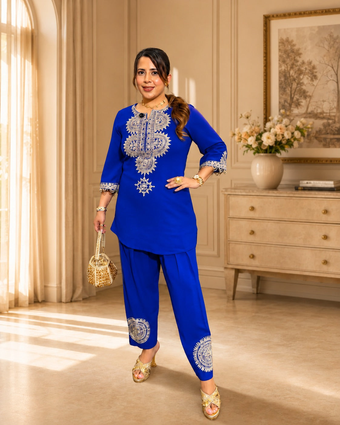 Azure Mandala Embroidered Co-Ord Set