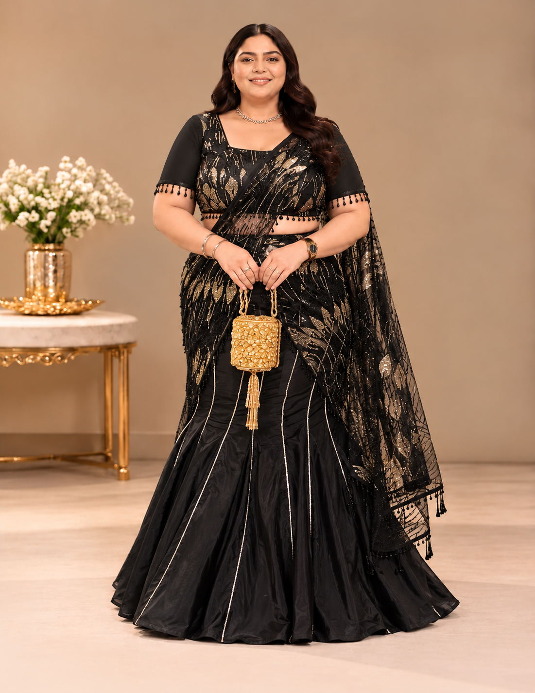 Midnight Starlight Black Saree