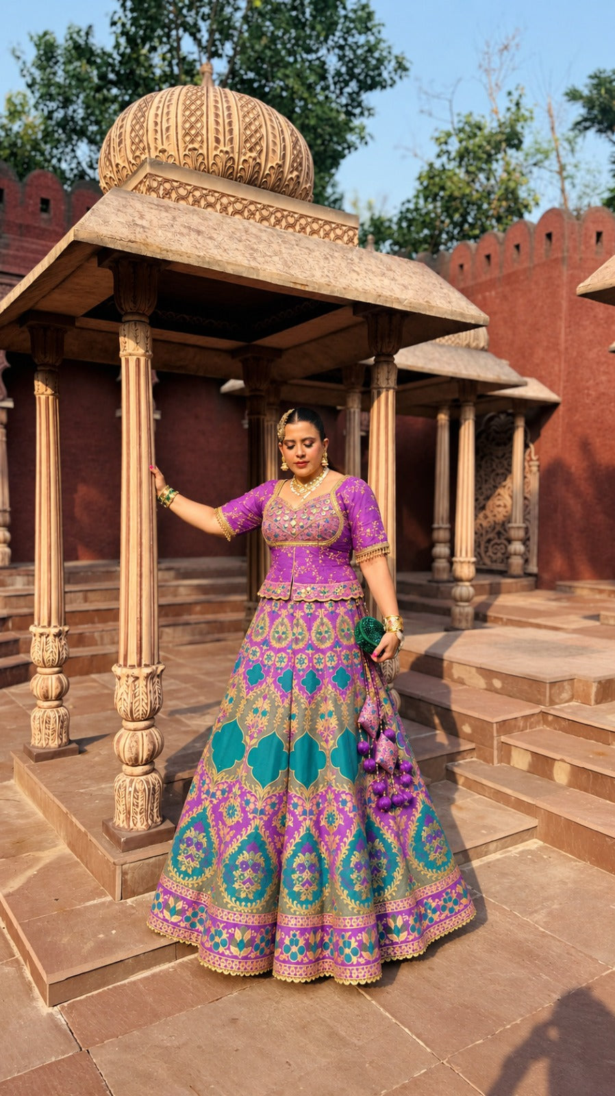 Rajwada Mosaic Purple Lehenga Set
