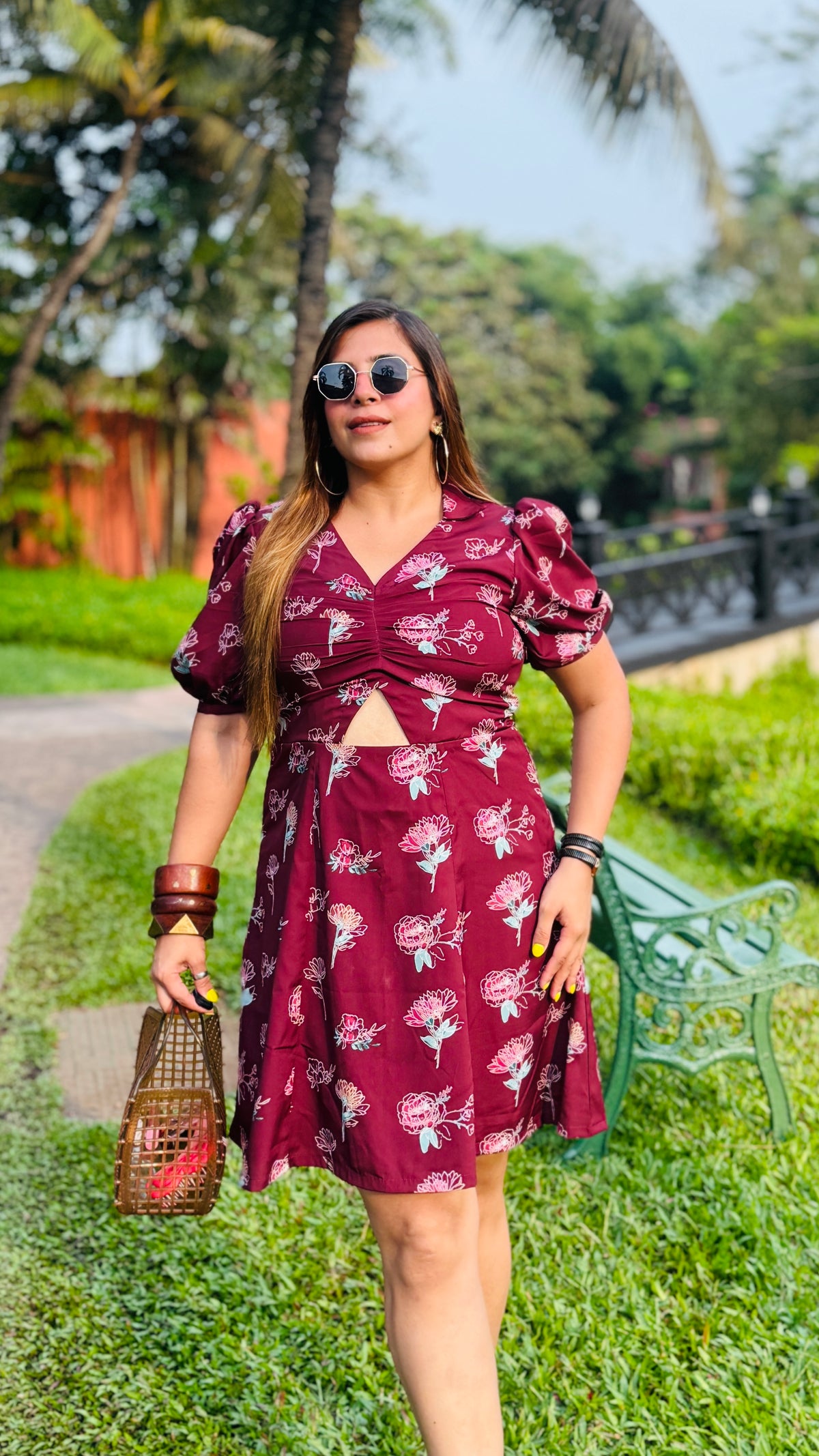 Wine Cute Cut Dress