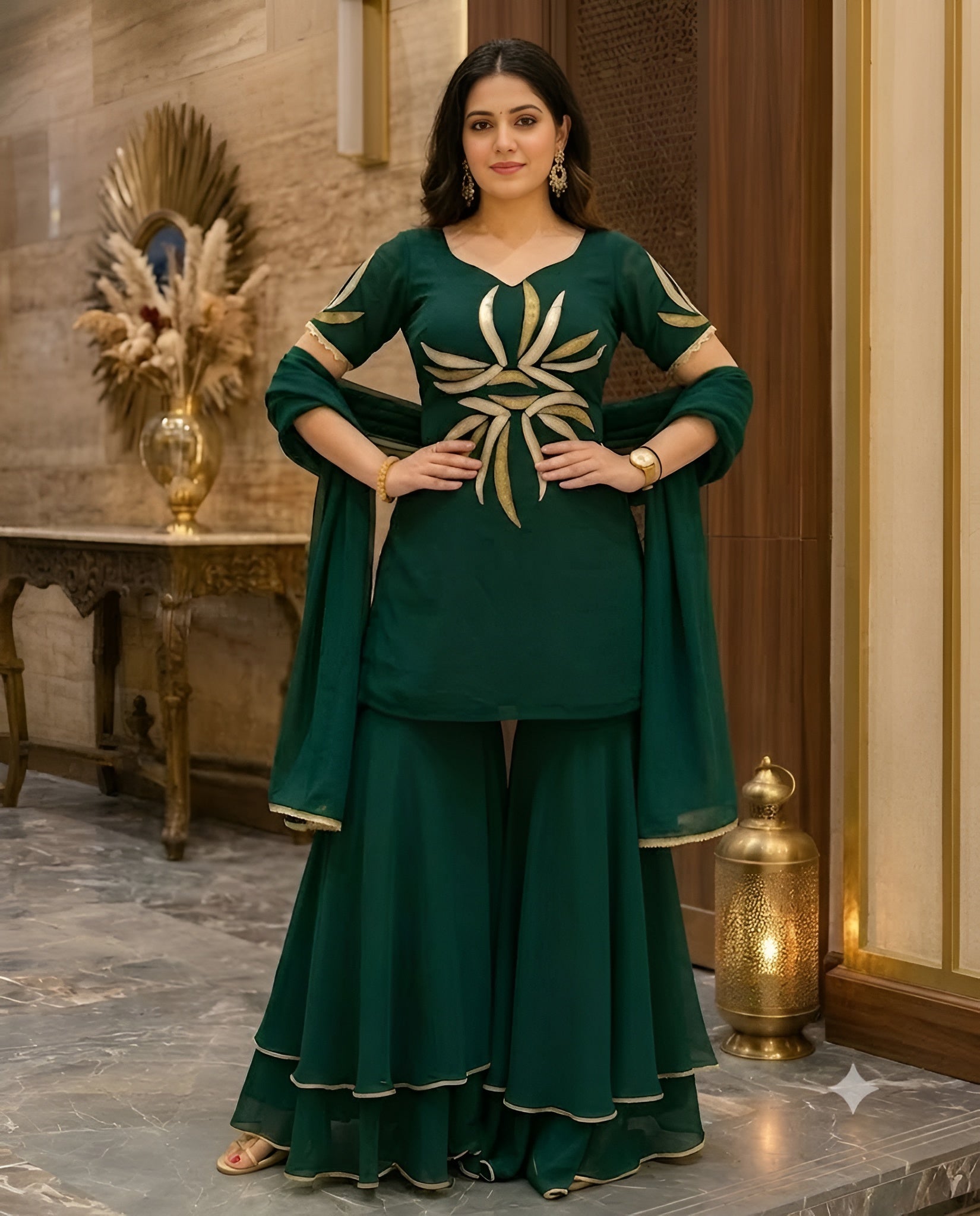 Green Embroidered Suit