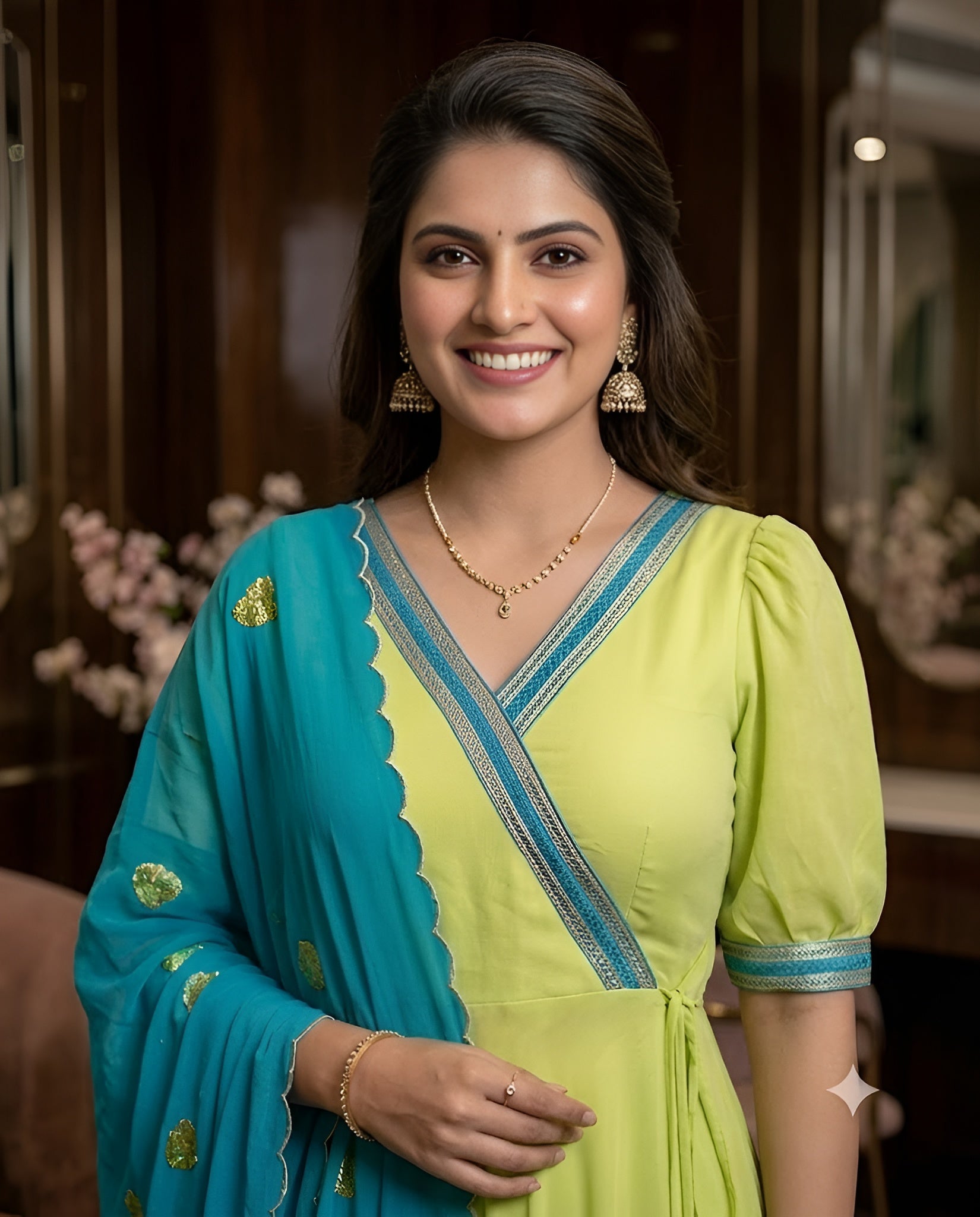Pista Green - Turquoise Anarkali