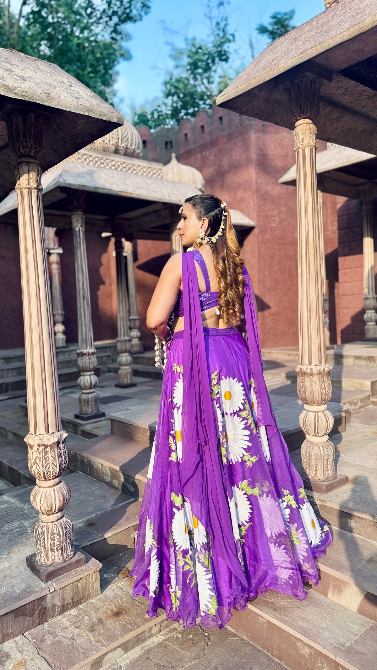 Daisy Reverie Purple Chiffon Lehenga