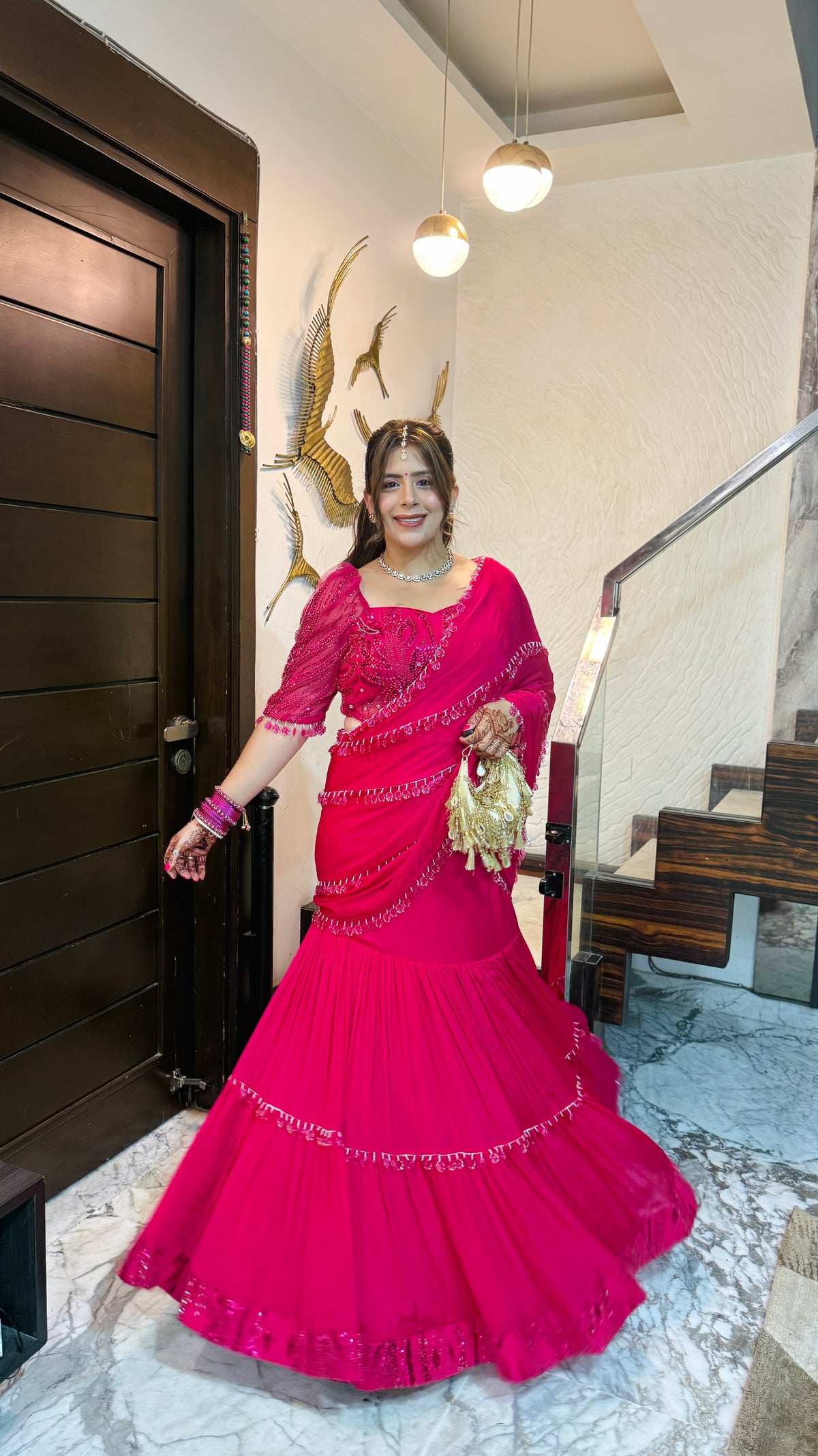 Chand Mera Pink Saree