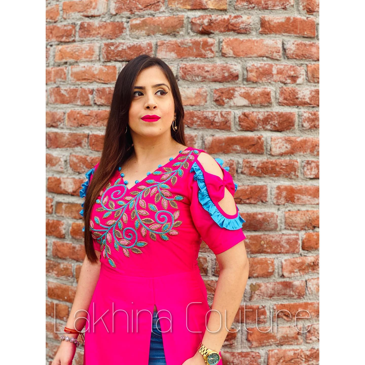 Pink Embroidered Slit Kurti