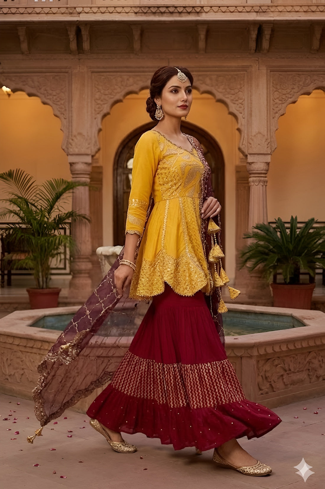 Tri colour garara suit