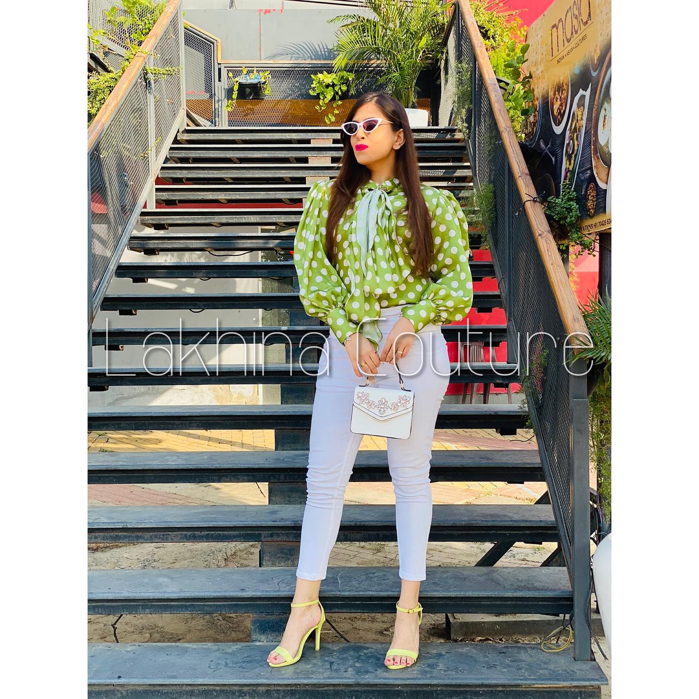 Polka Statement Green,Top | Luxe Satin Edition
