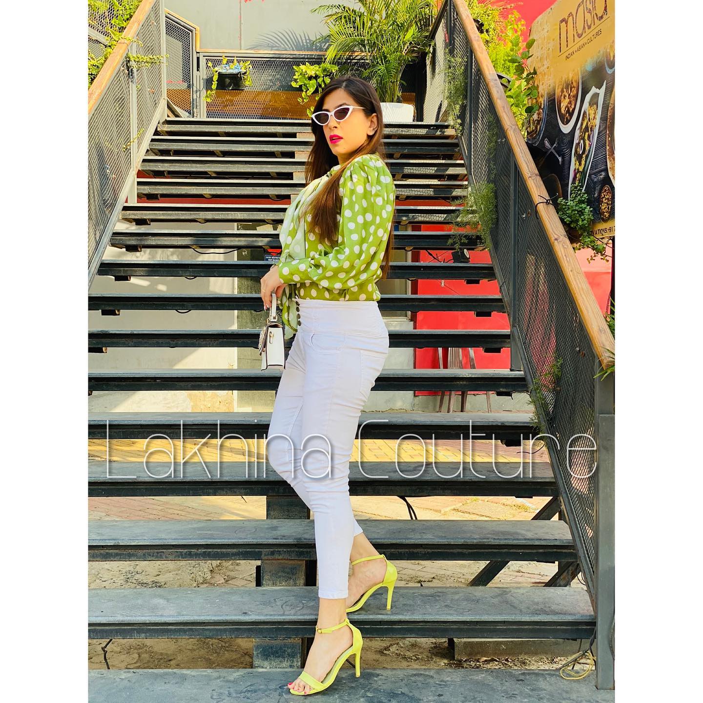 Polka Statement Green,Top | Luxe Satin Edition