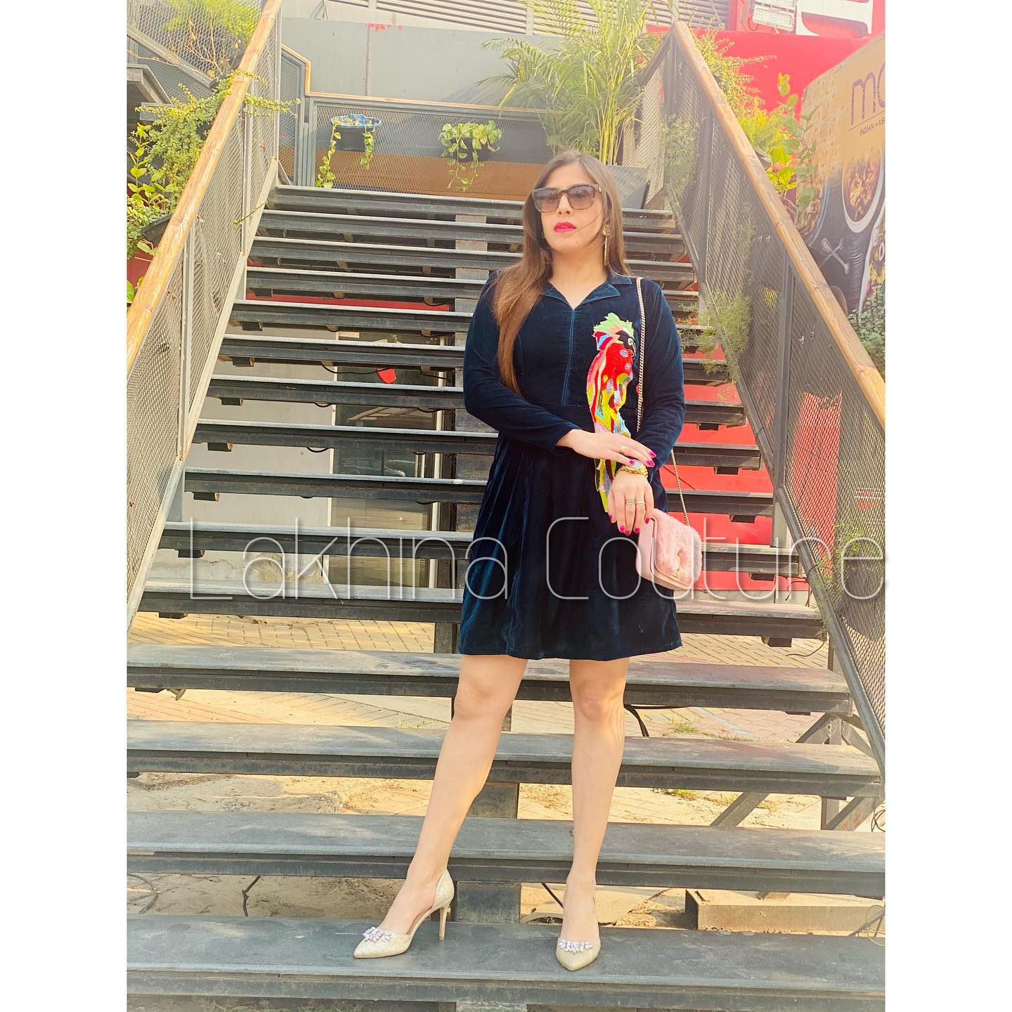 Peacock Green Parrot Velvet Dress