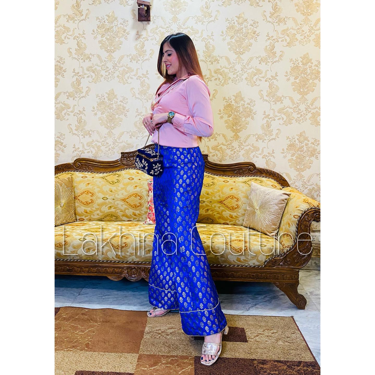 Pink Italian Satin A-Line Shirt Top for Women